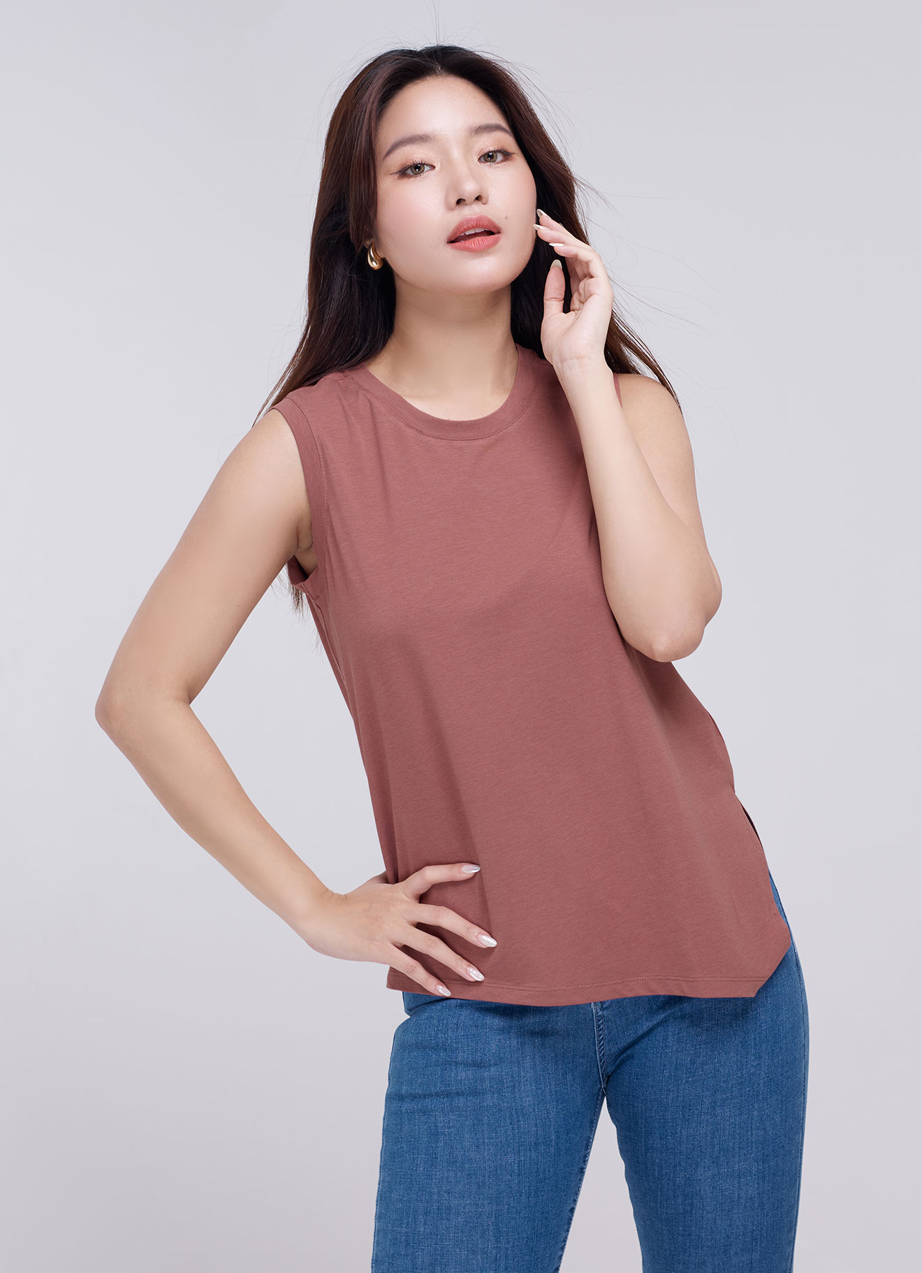 Copper-Brown by Sleeveless Top