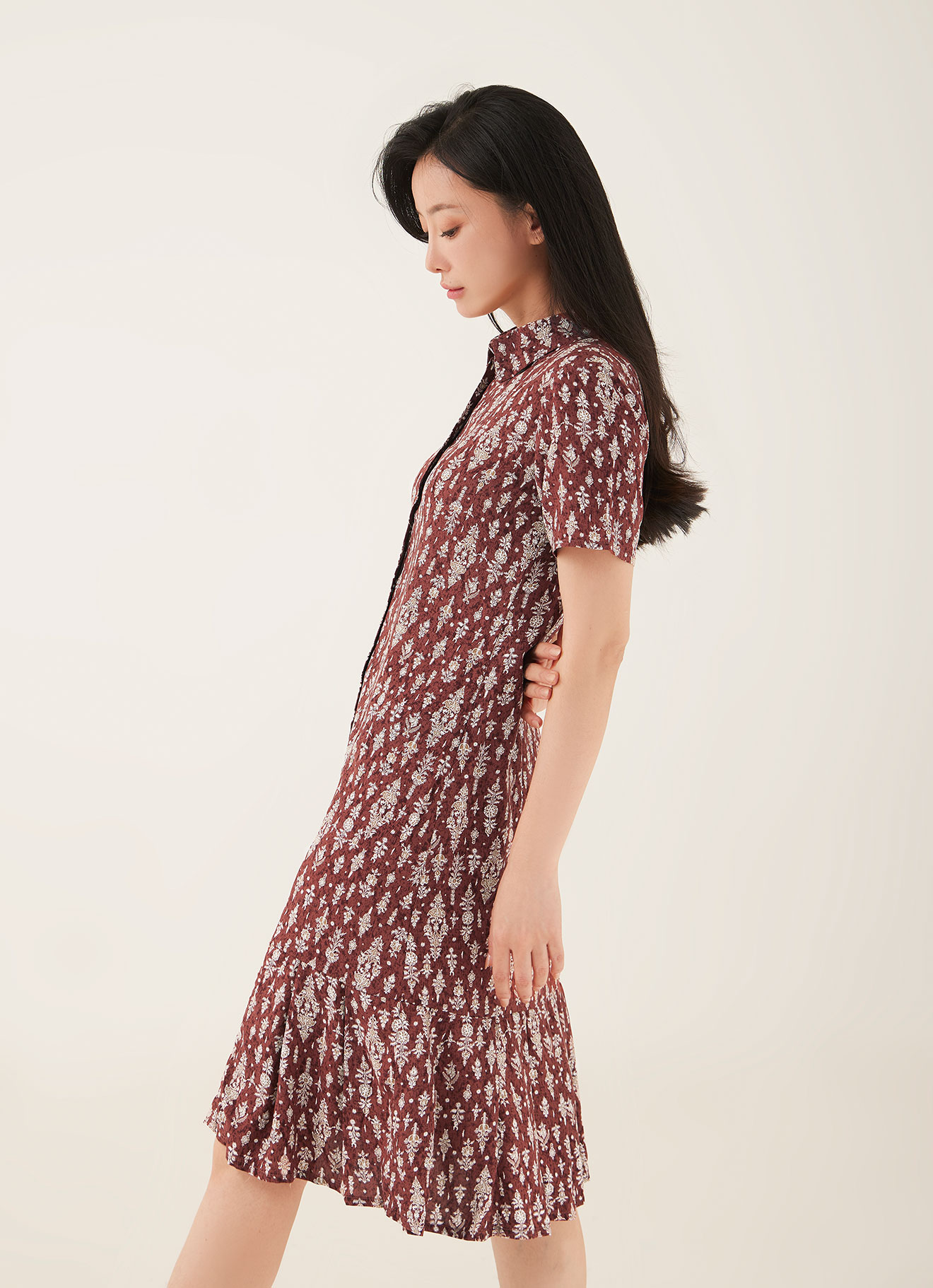Copper-Brown by Sleeve Dress