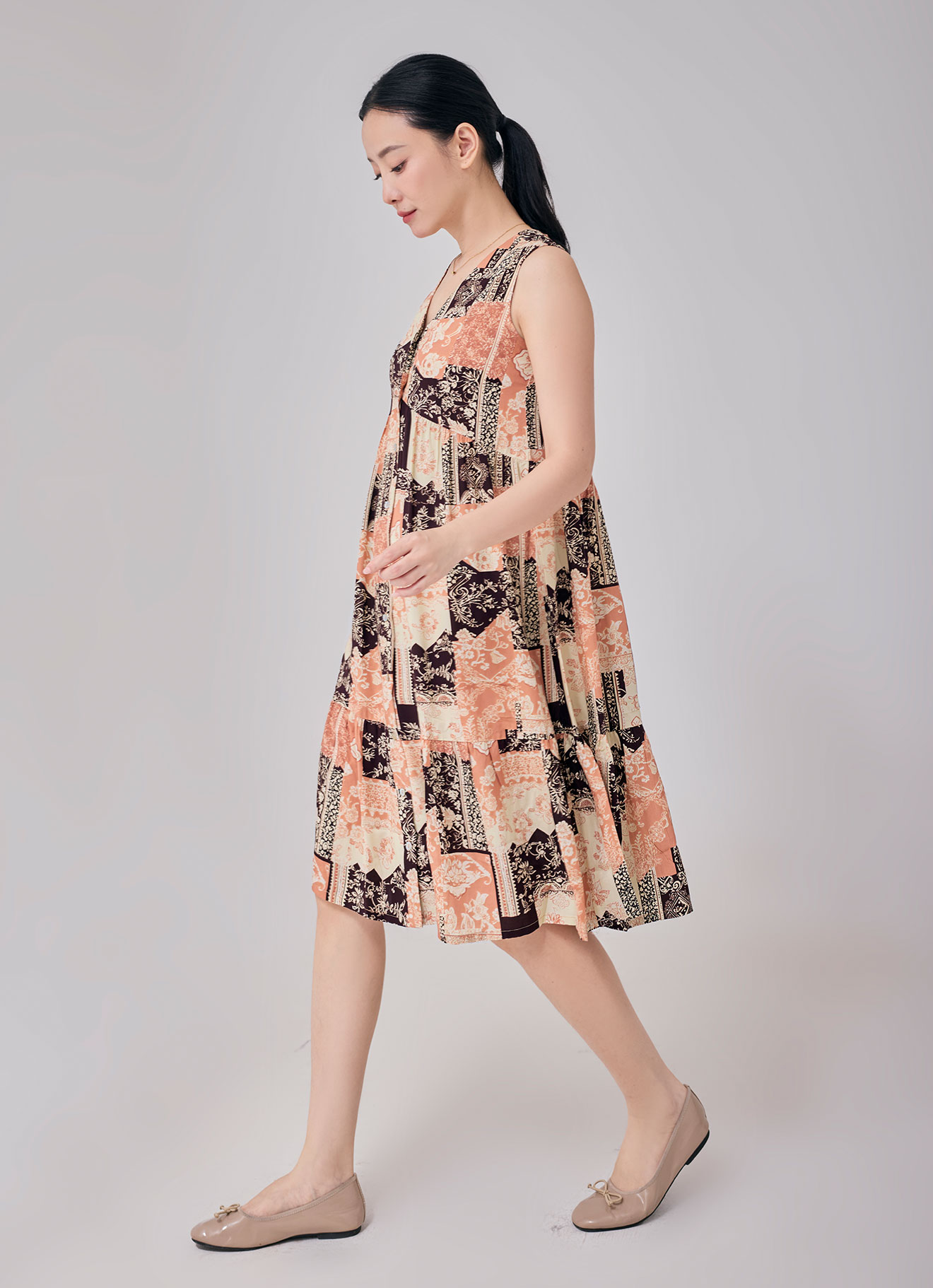 Coral-Gold by Sleveless Dress