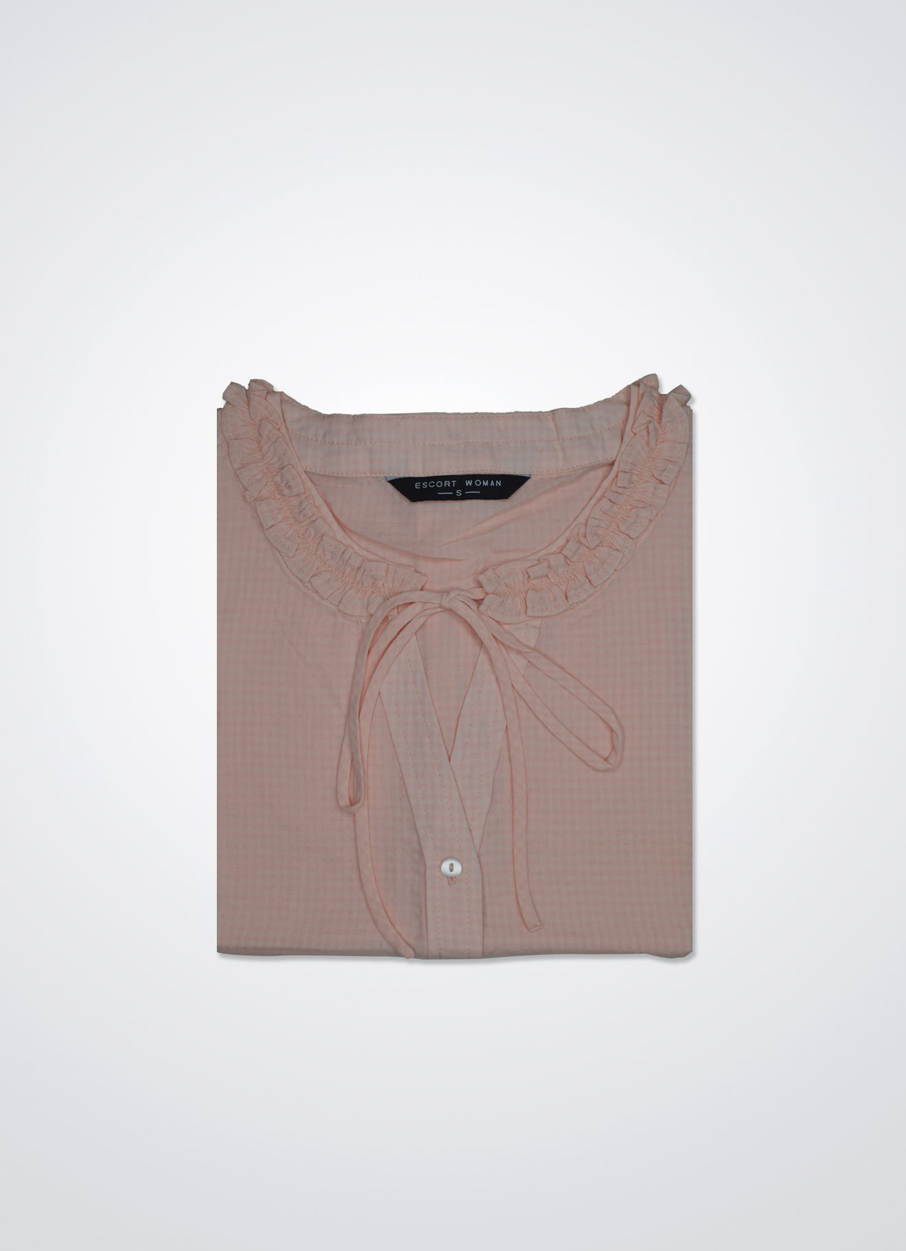 Cream-Pink by Tie Neck Top