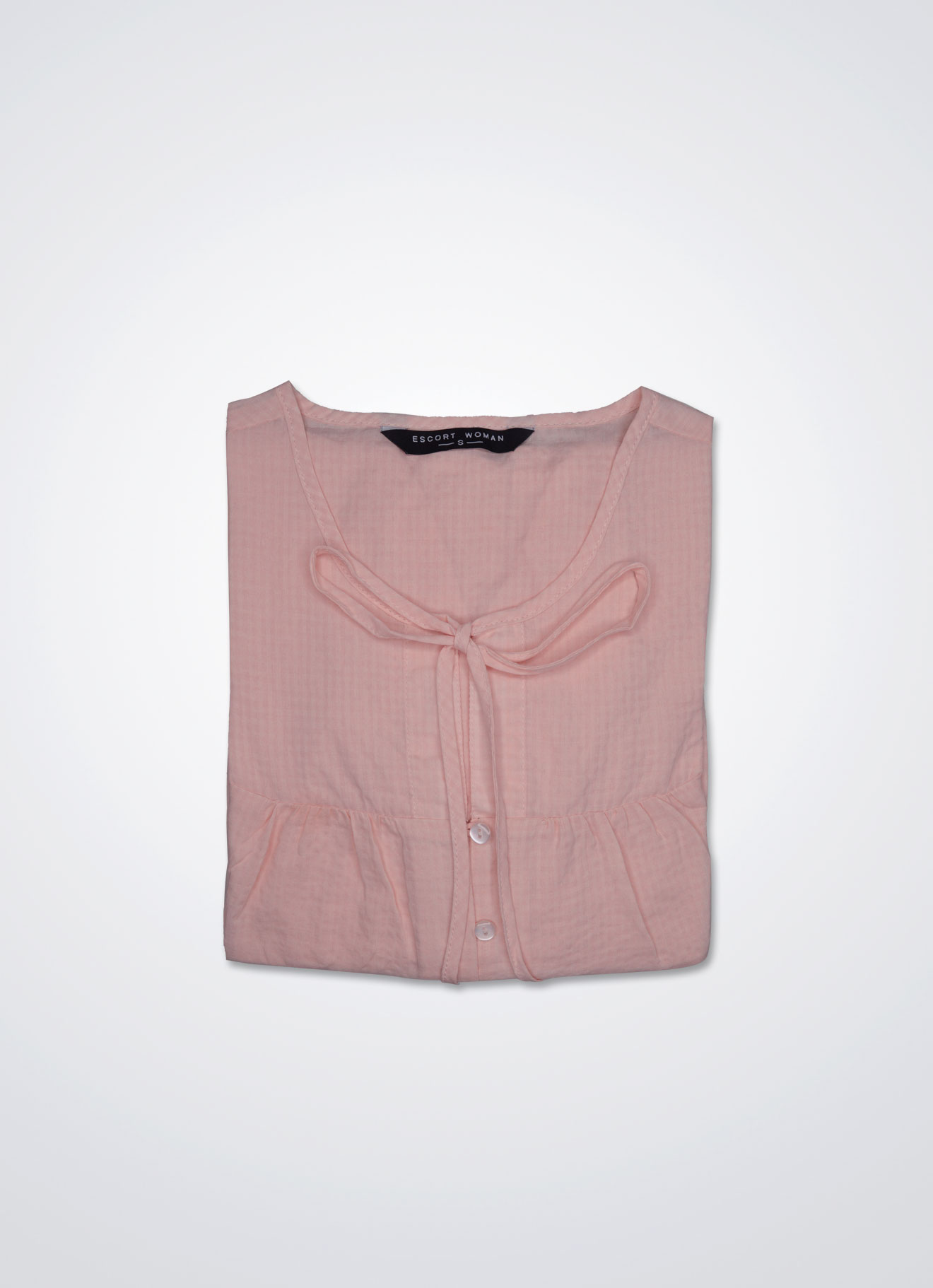 Cream-Pink by Tie Neck Top