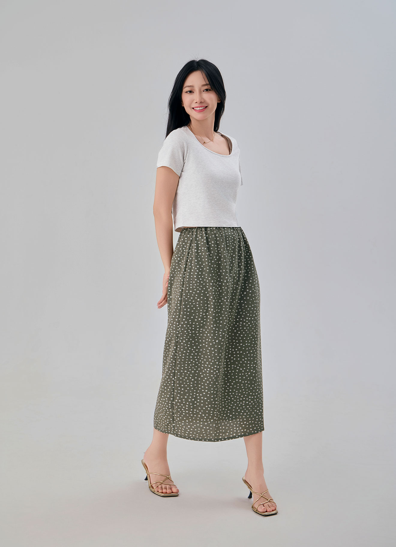 Deep-Lichen-Green by Midi Skirt