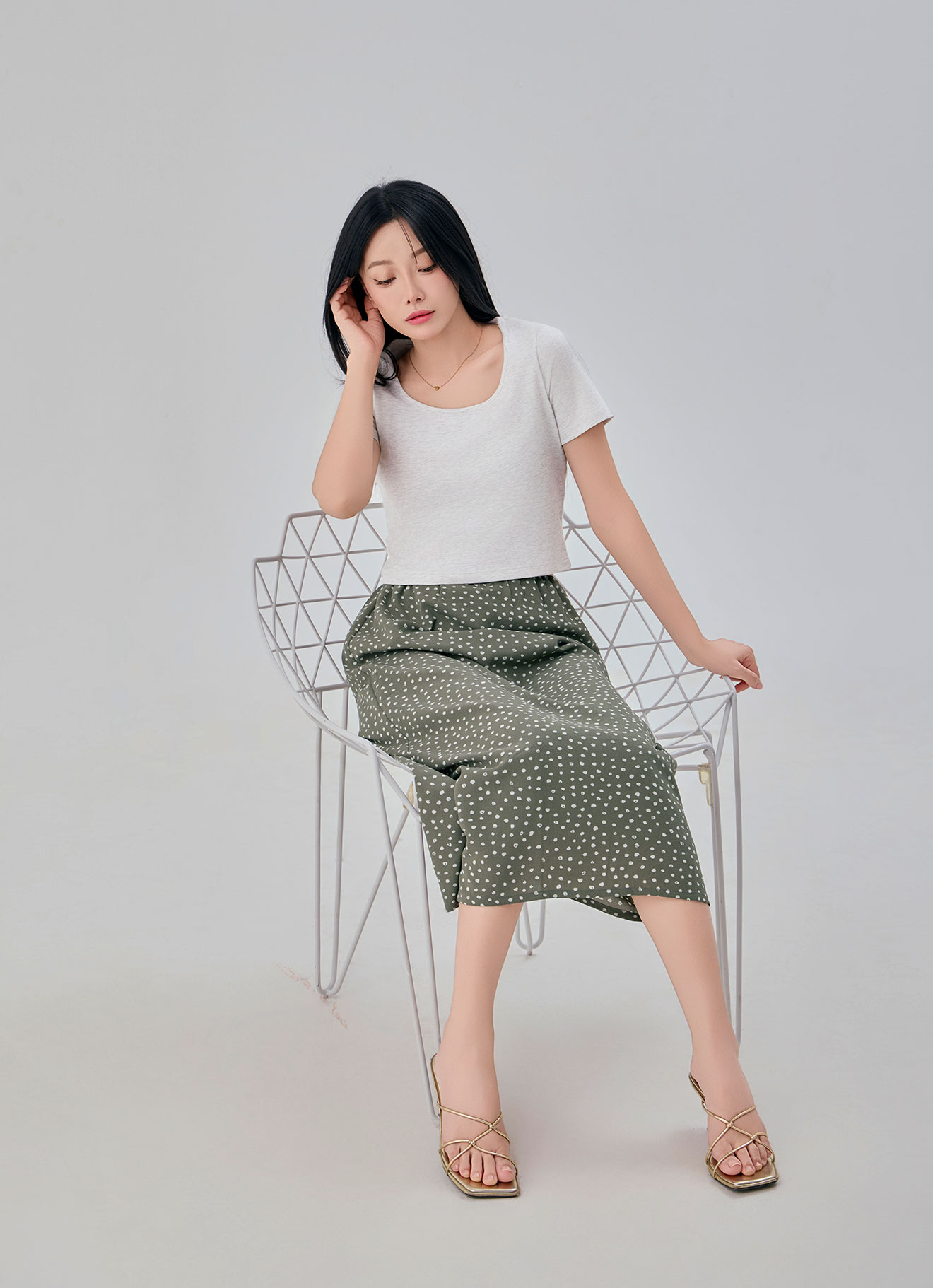 Deep-Lichen-Green by Midi Skirt