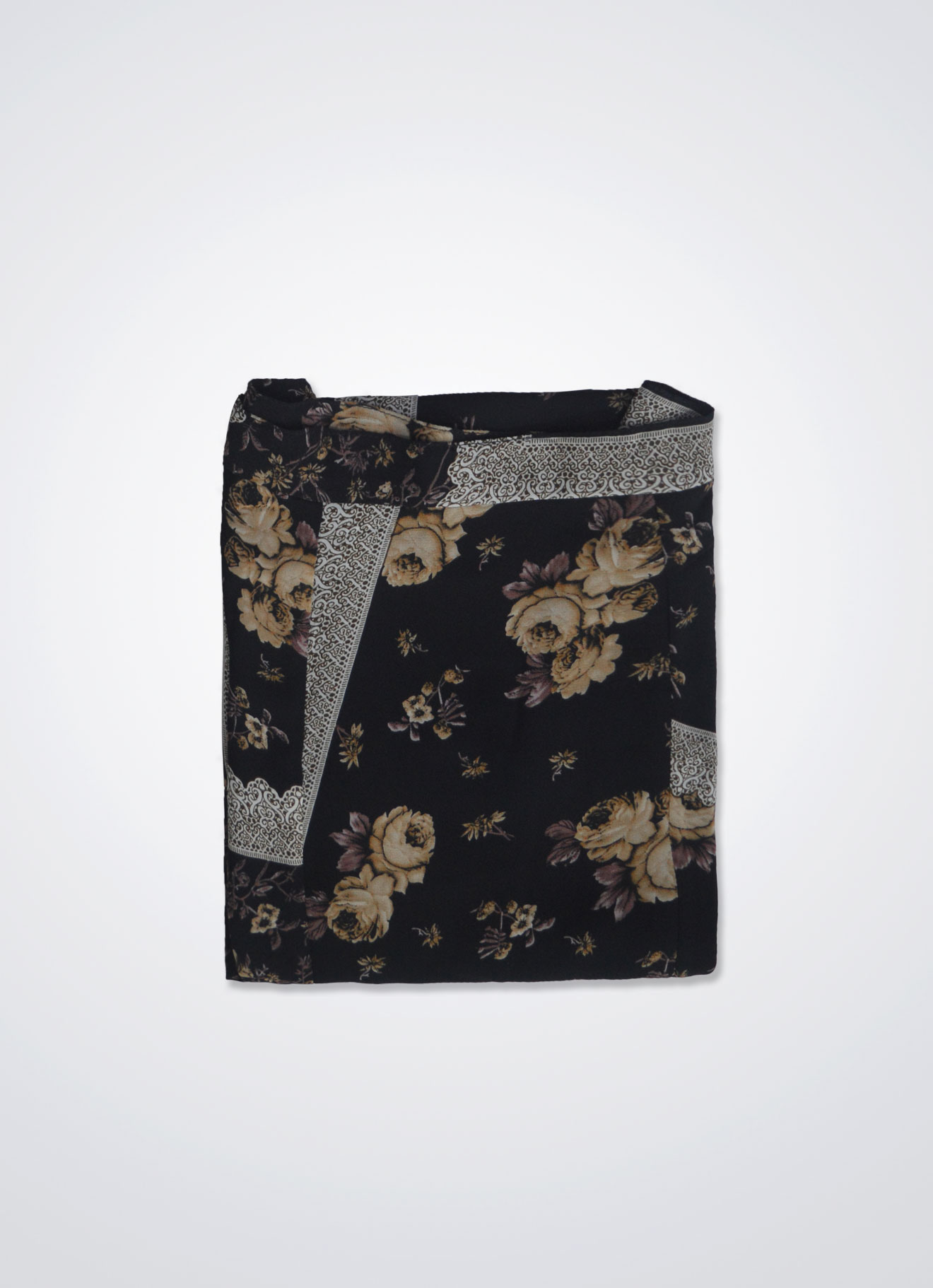 Deep-Mahogany by Floral Printed Skirt