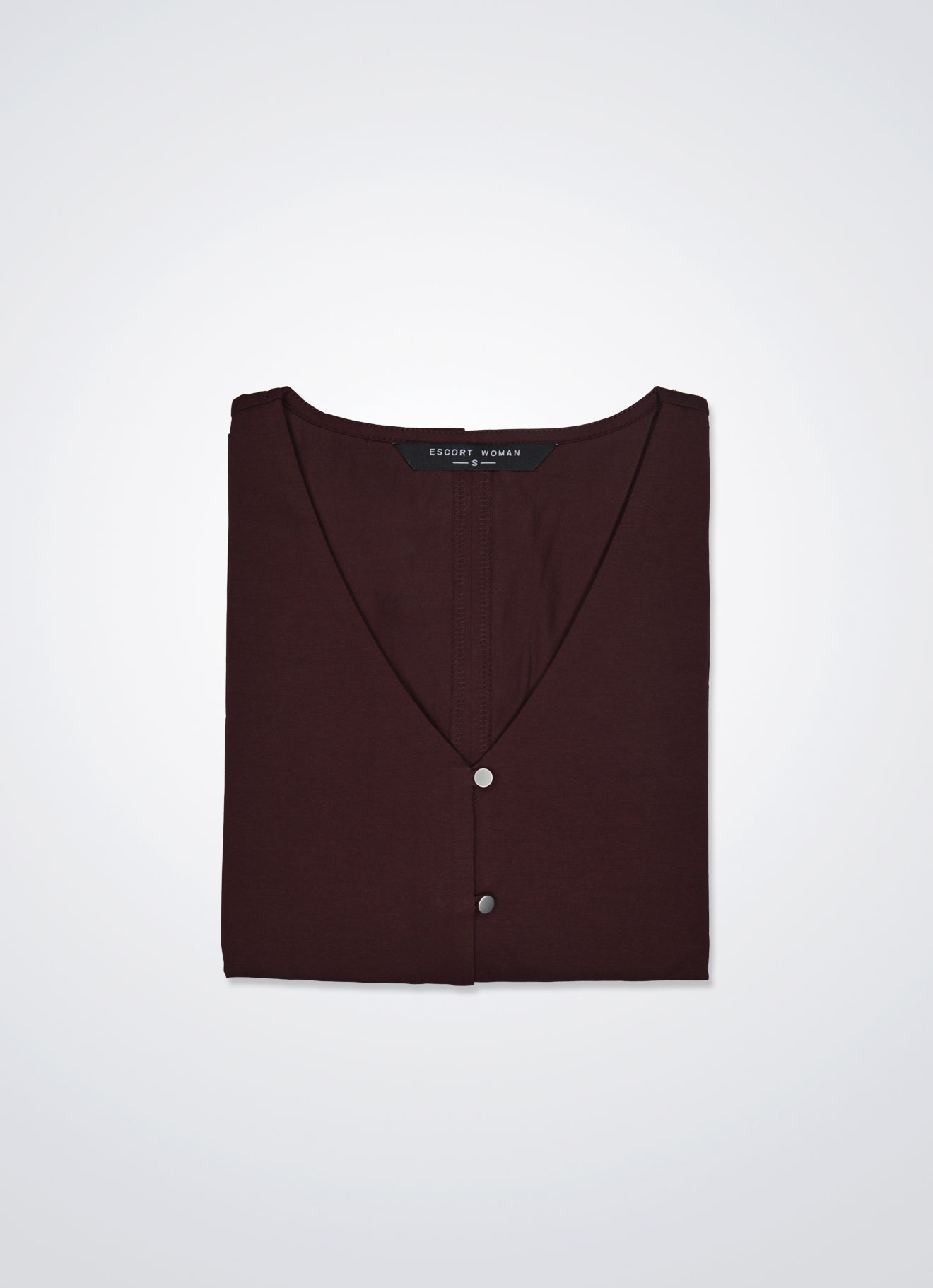 Deep-Mahogany by V-Neck Blouse