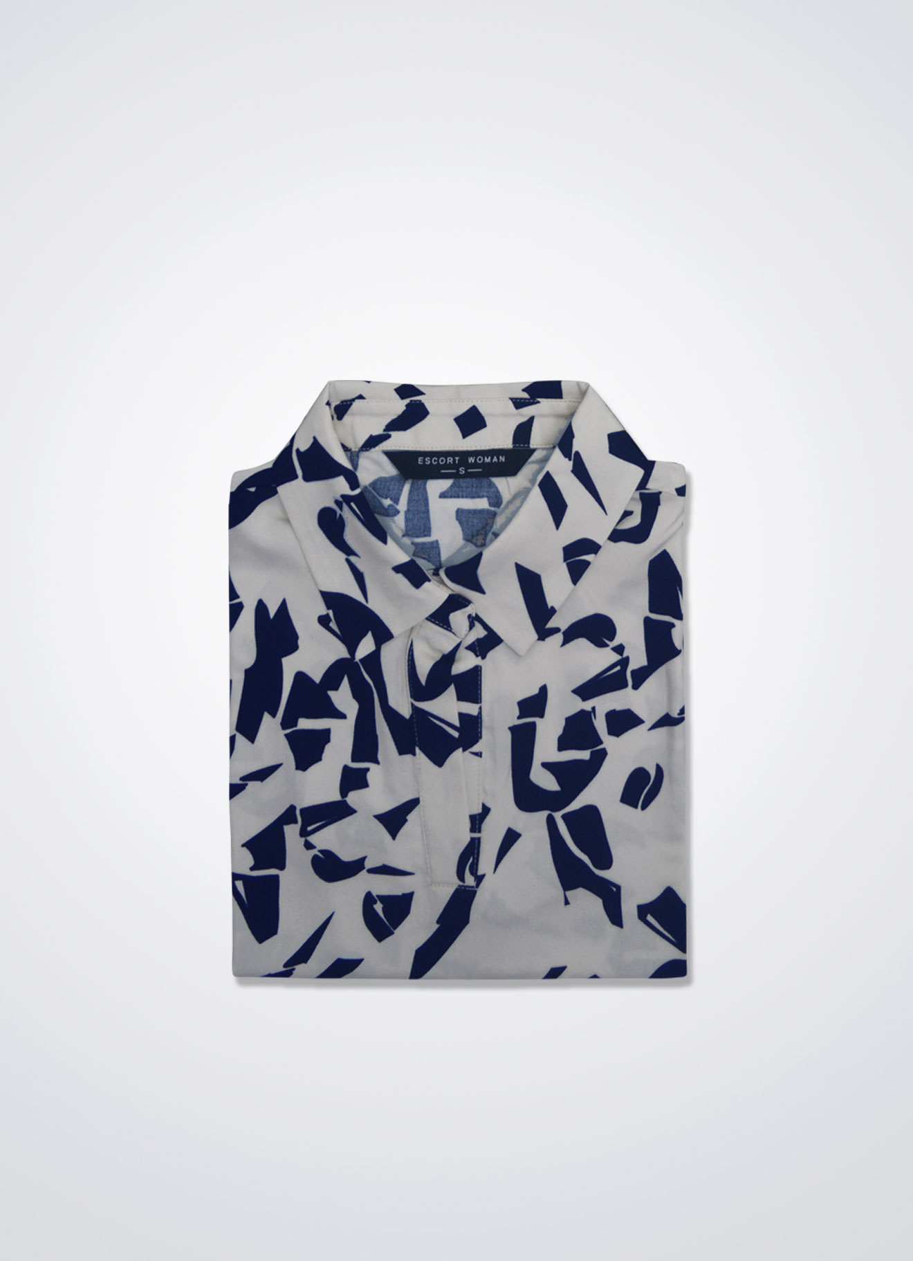 Dress-Blues by Printed Blouse