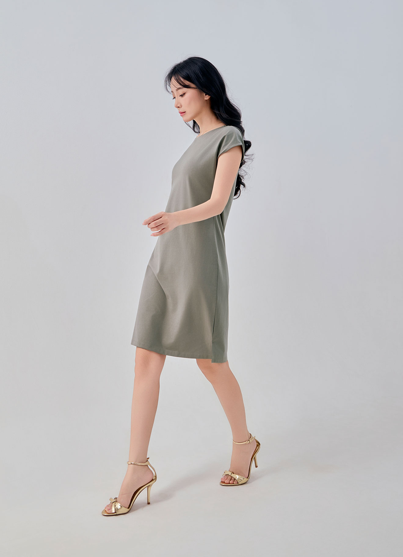 Dusky-Green by Sleeve Dress