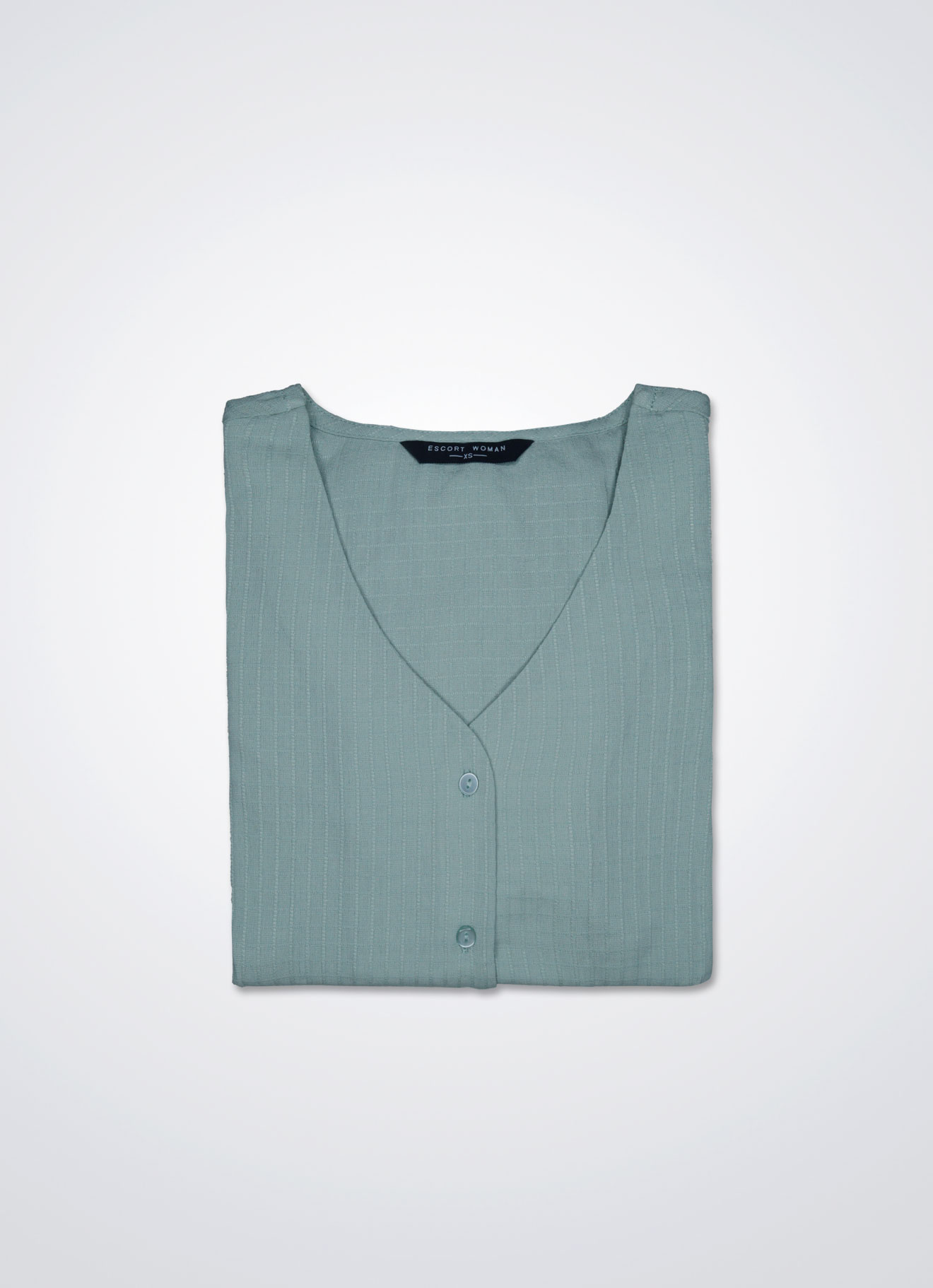 Dusty-Aqua by V-Neck Blouse