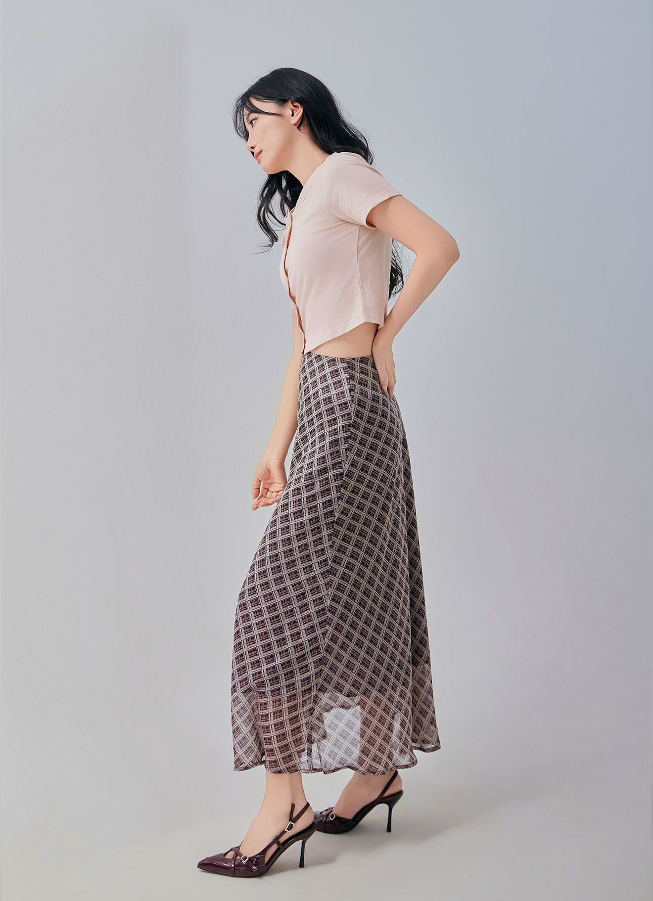 Eggplant  by A-Line Maxi Skirt