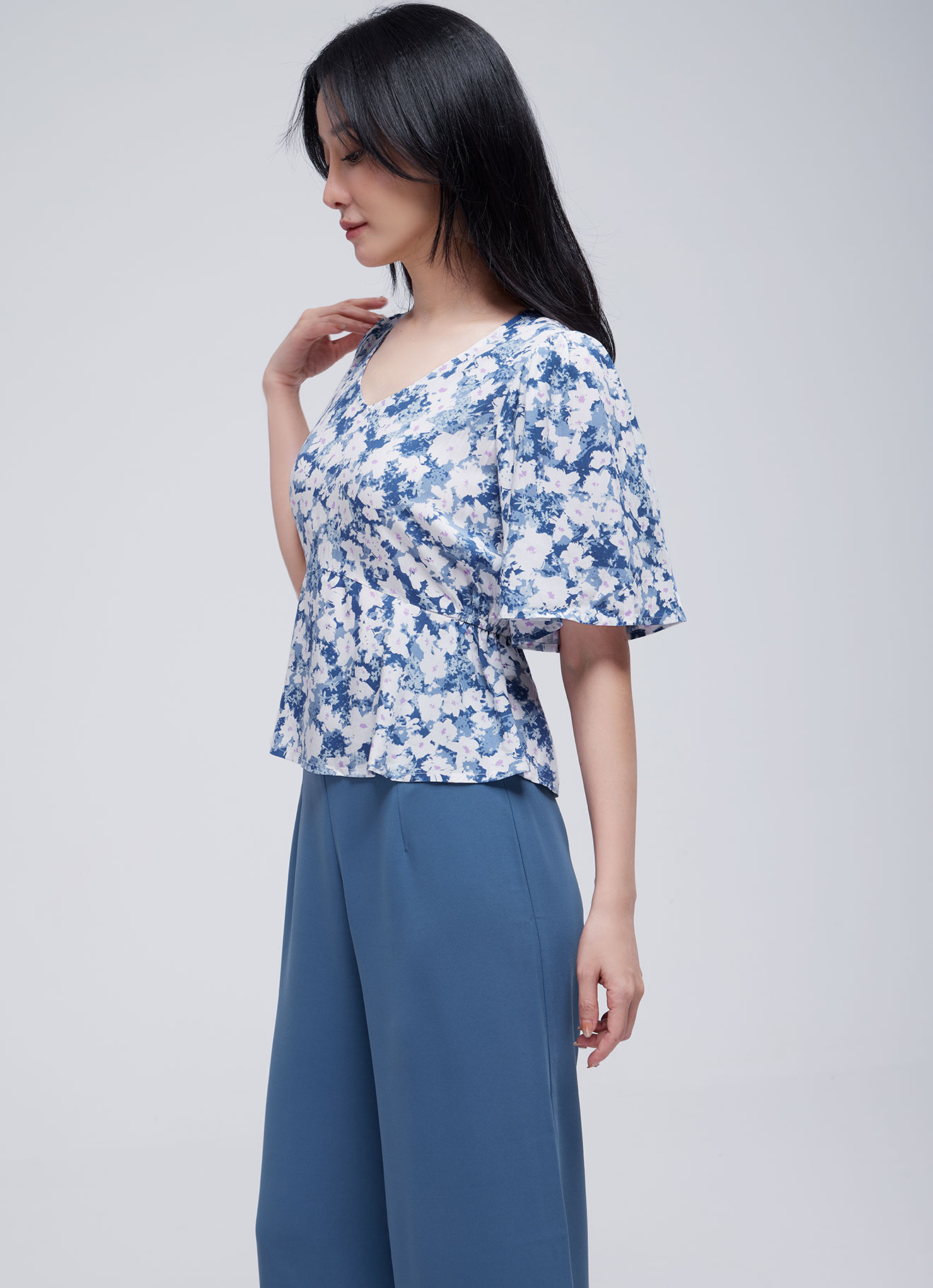 Ensign-Blue  by V-Neck Top