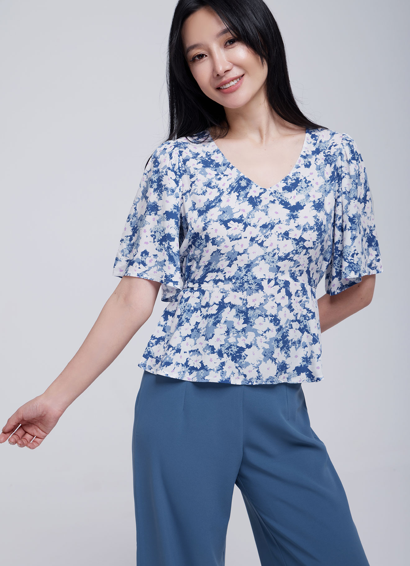 Ensign-Blue  by V-Neck Top