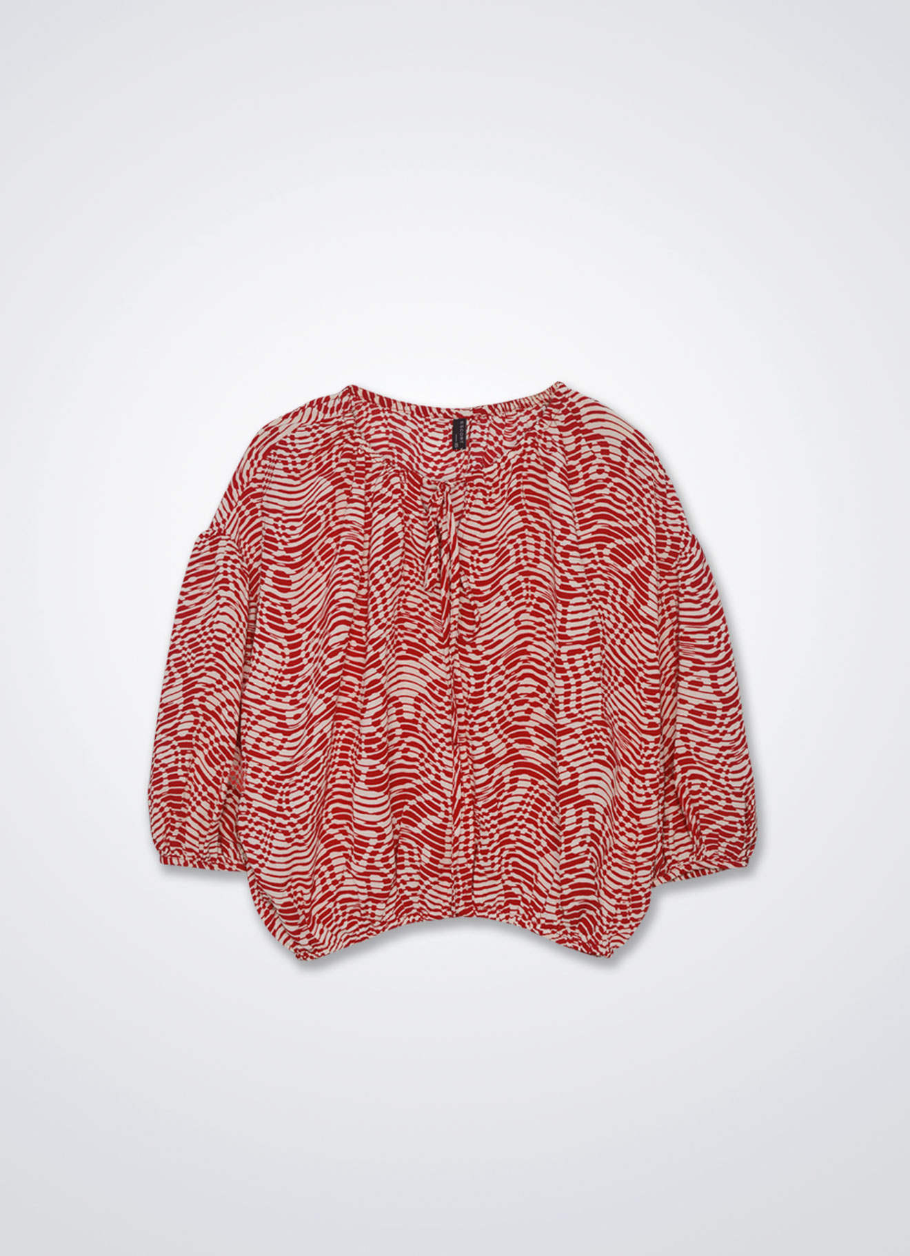 Fiery-Red by Printed Blouse