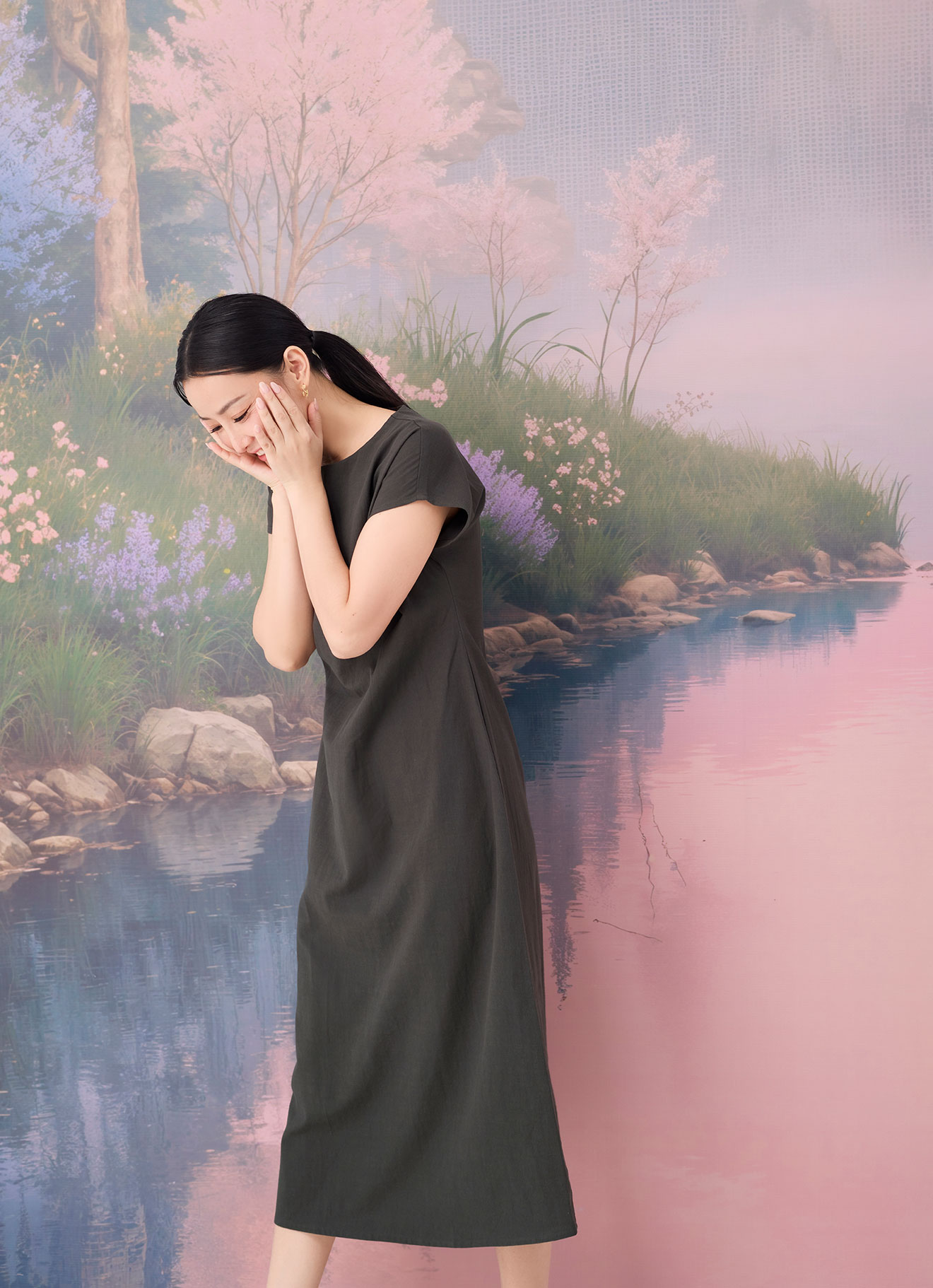Forest-Night  by Sleeve Midi Dress