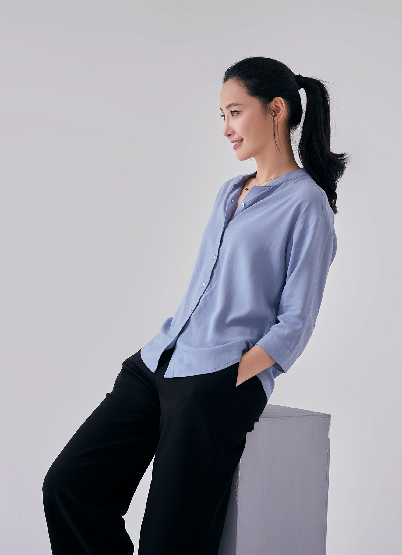Forever-Blue by Sleeve Blouse