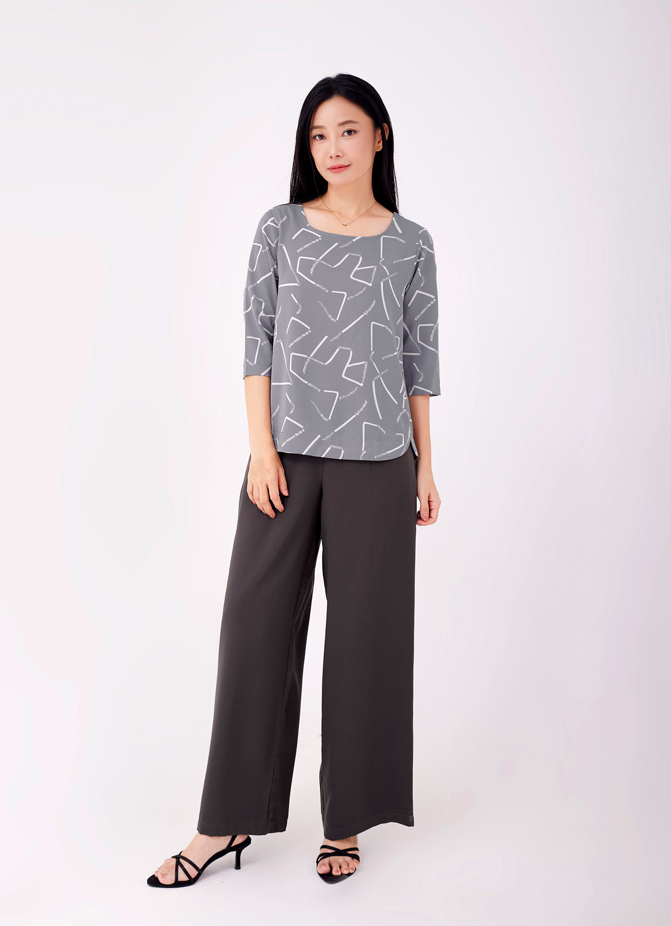 Frost-Gray by Sleeve Blouse