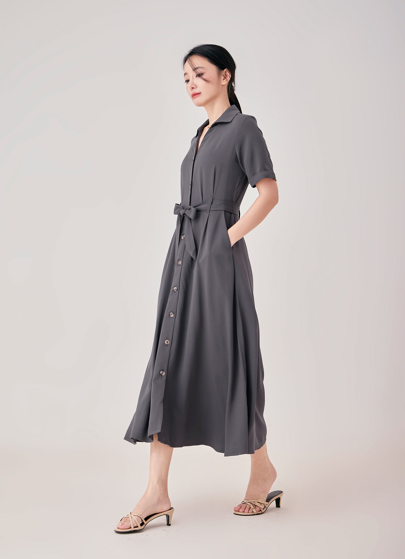 Gargoyle by Shirt Collar Dress with Belt