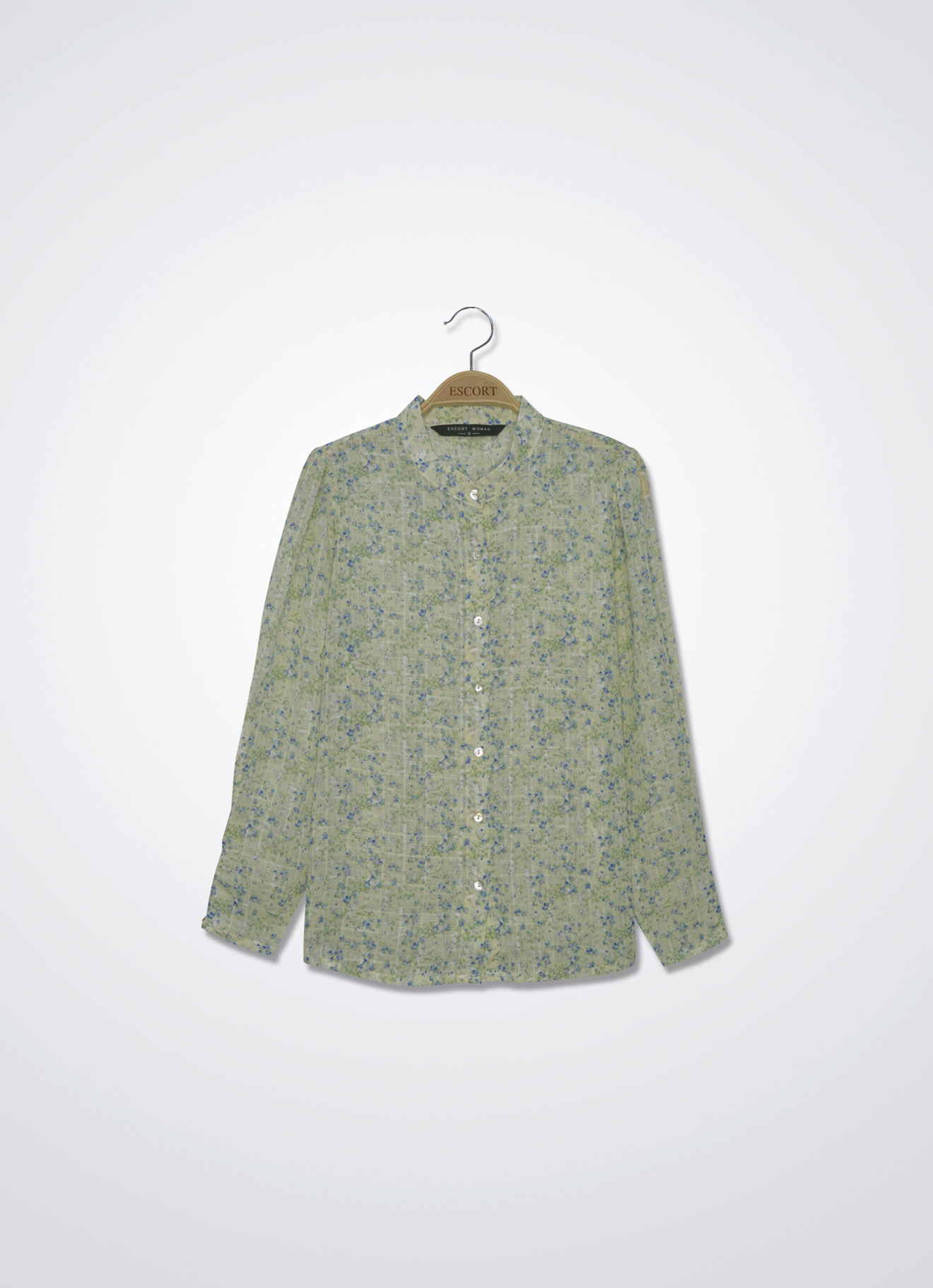 Glass-Green by Long Sleeve Blouse