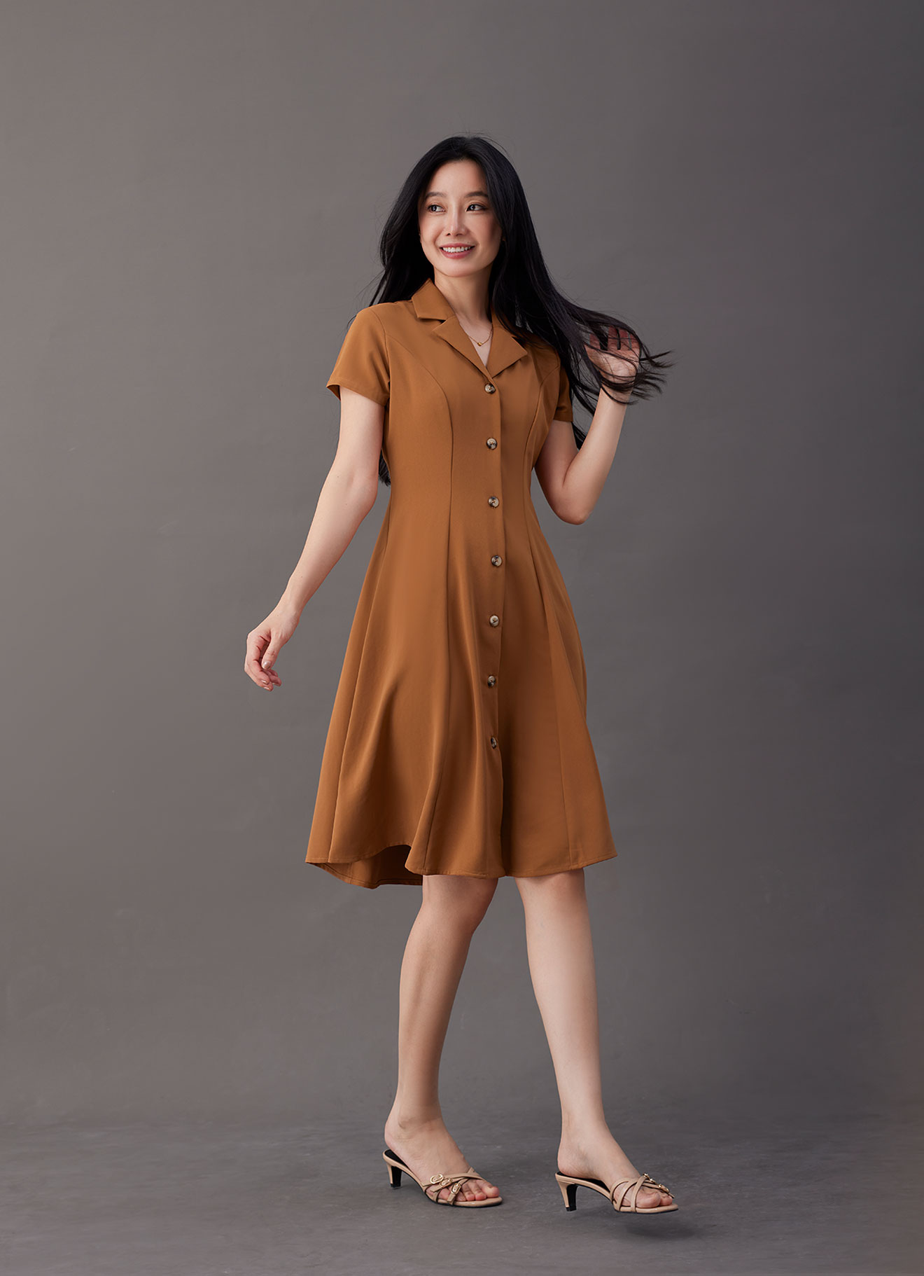Glazed-Ginger  by Sleeve Dress