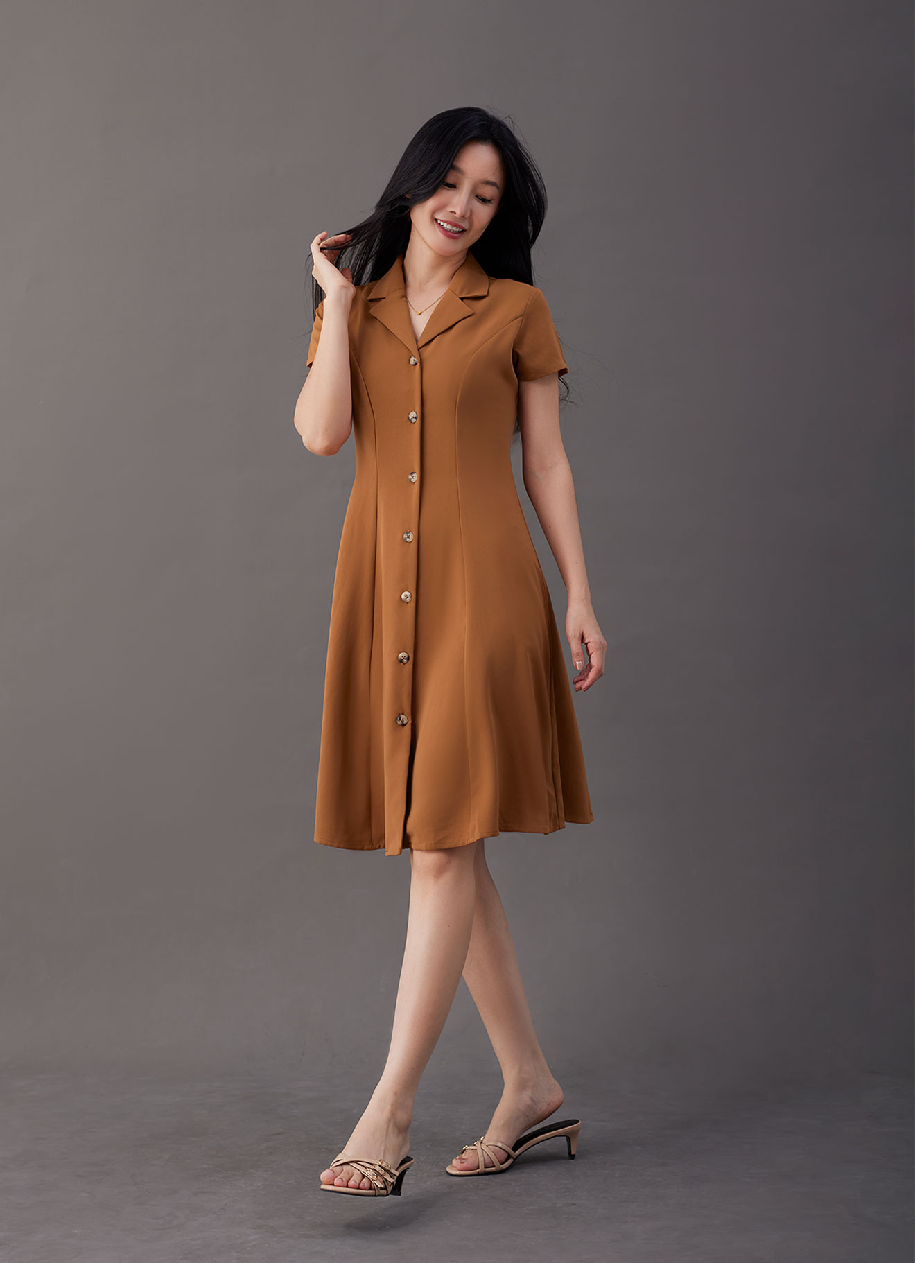 Glazed-Ginger  by Sleeve Dress