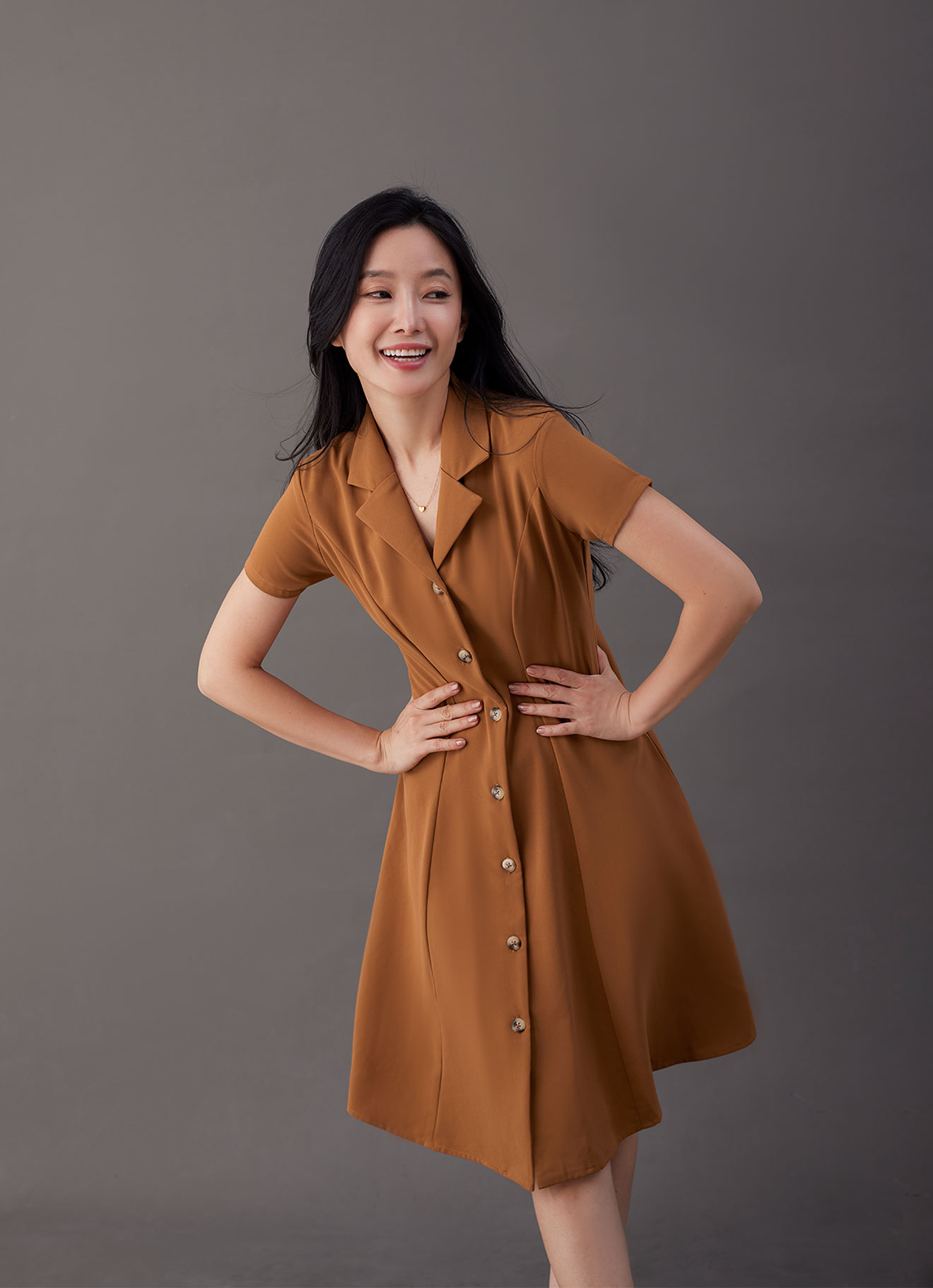 Glazed-Ginger  by Sleeve Dress