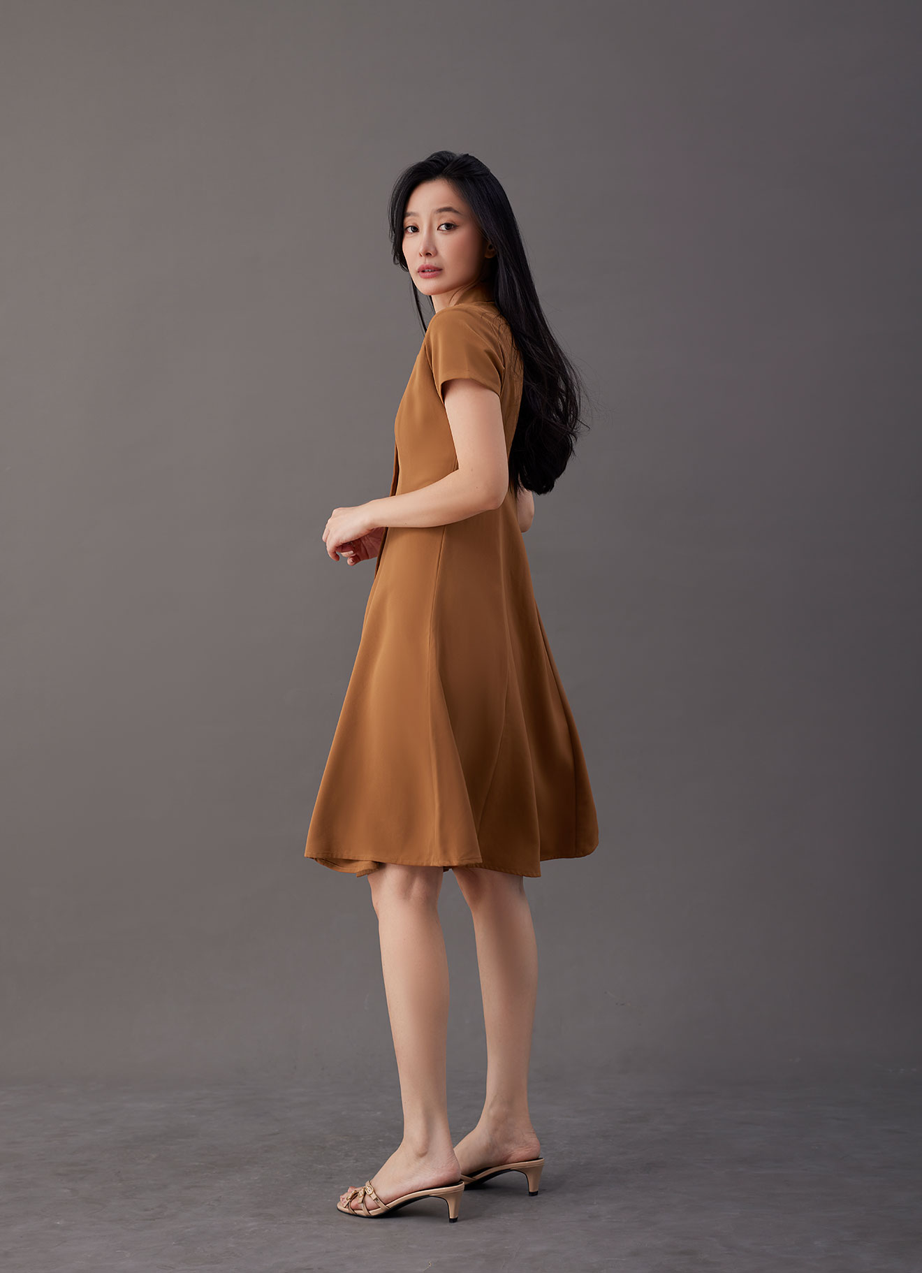 Glazed-Ginger  by Sleeve Dress
