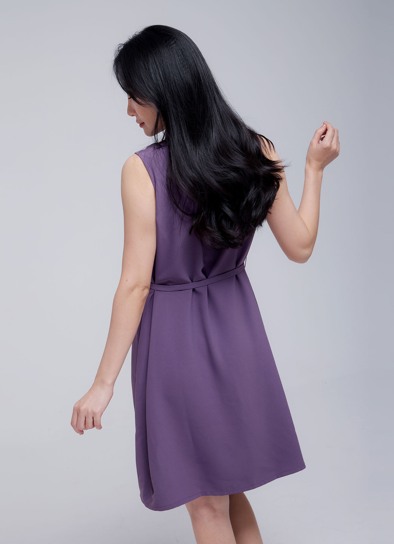 Grape-Jam by Tie-Belt Shirt Dress