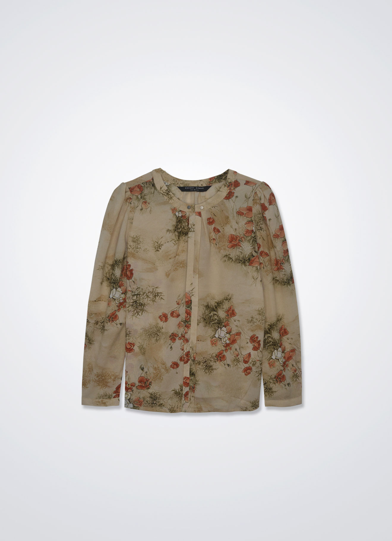 Gray-Sand by Floral Printed Blouse