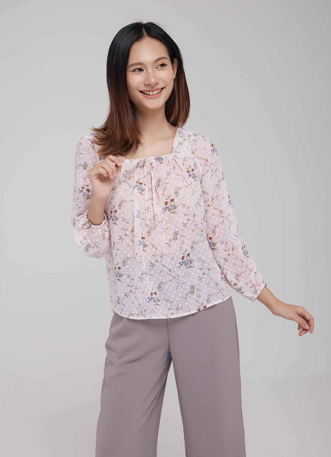 Heavenly-Pink  by Long Sleeve Blouse