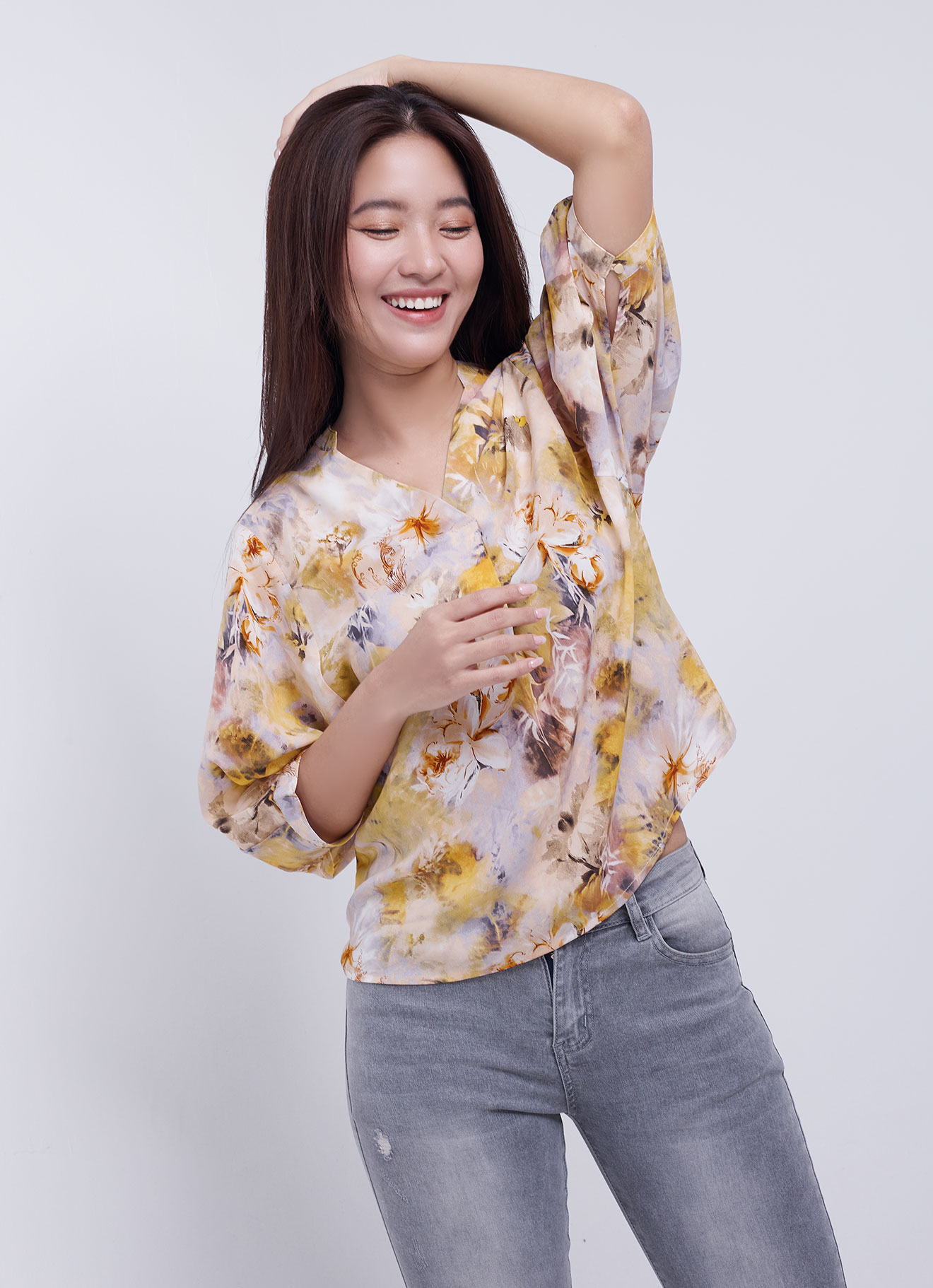 Honey-Gold by Floral Printed Top