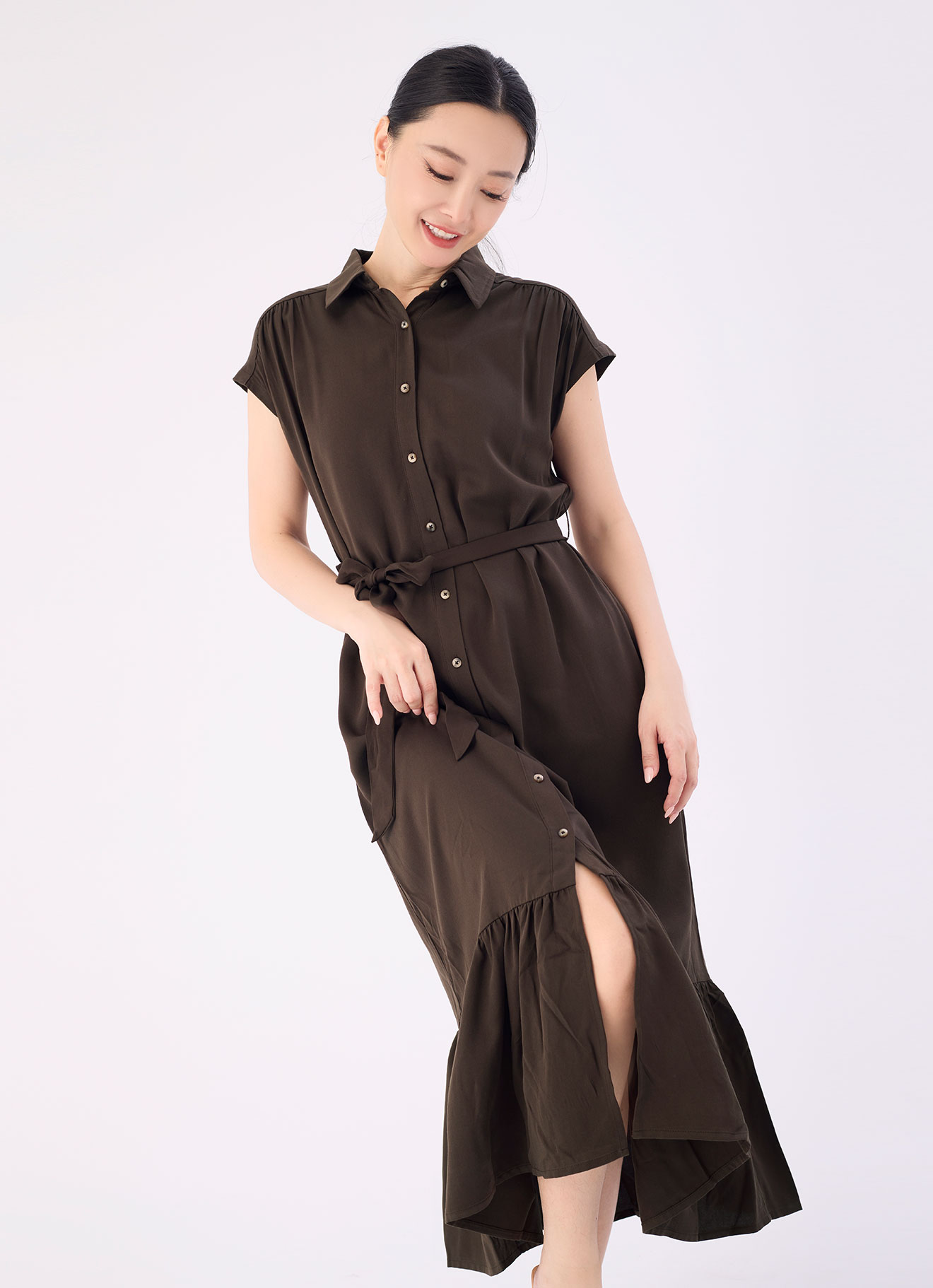 Java by Shirt Collar Dress with Belt