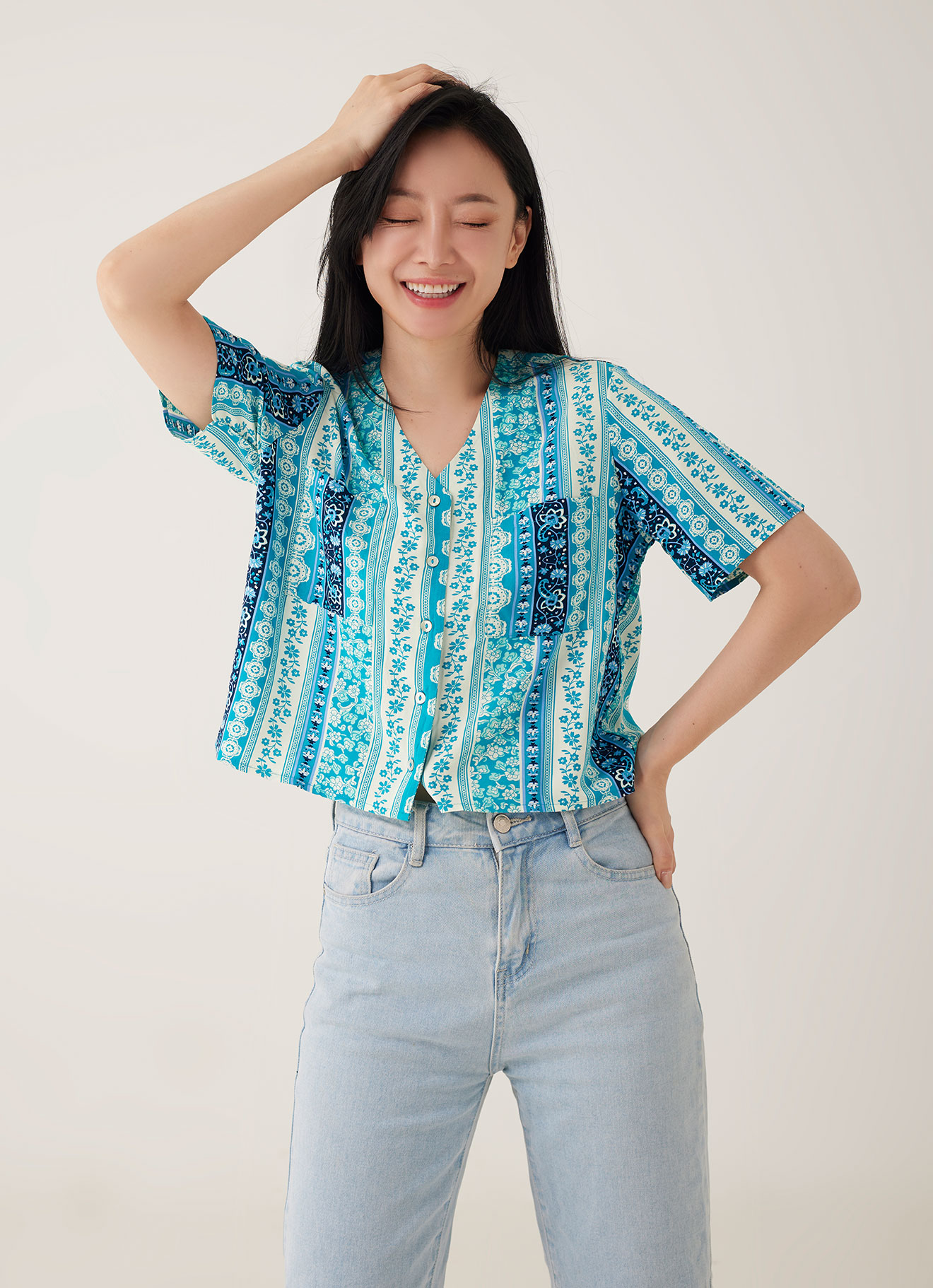 Lake-Blue by Sleeve Top