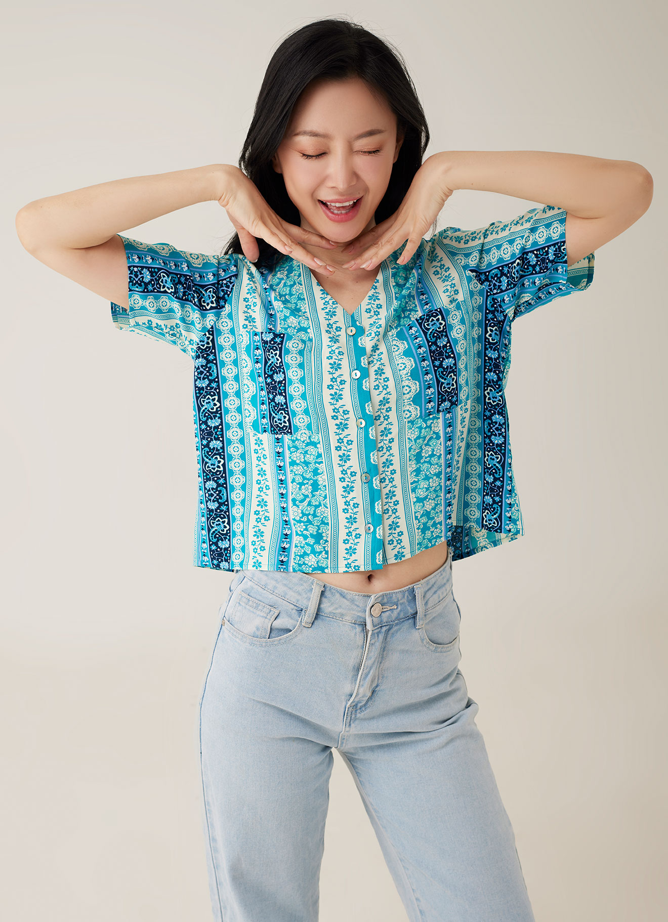 Lake-Blue by Sleeve Top