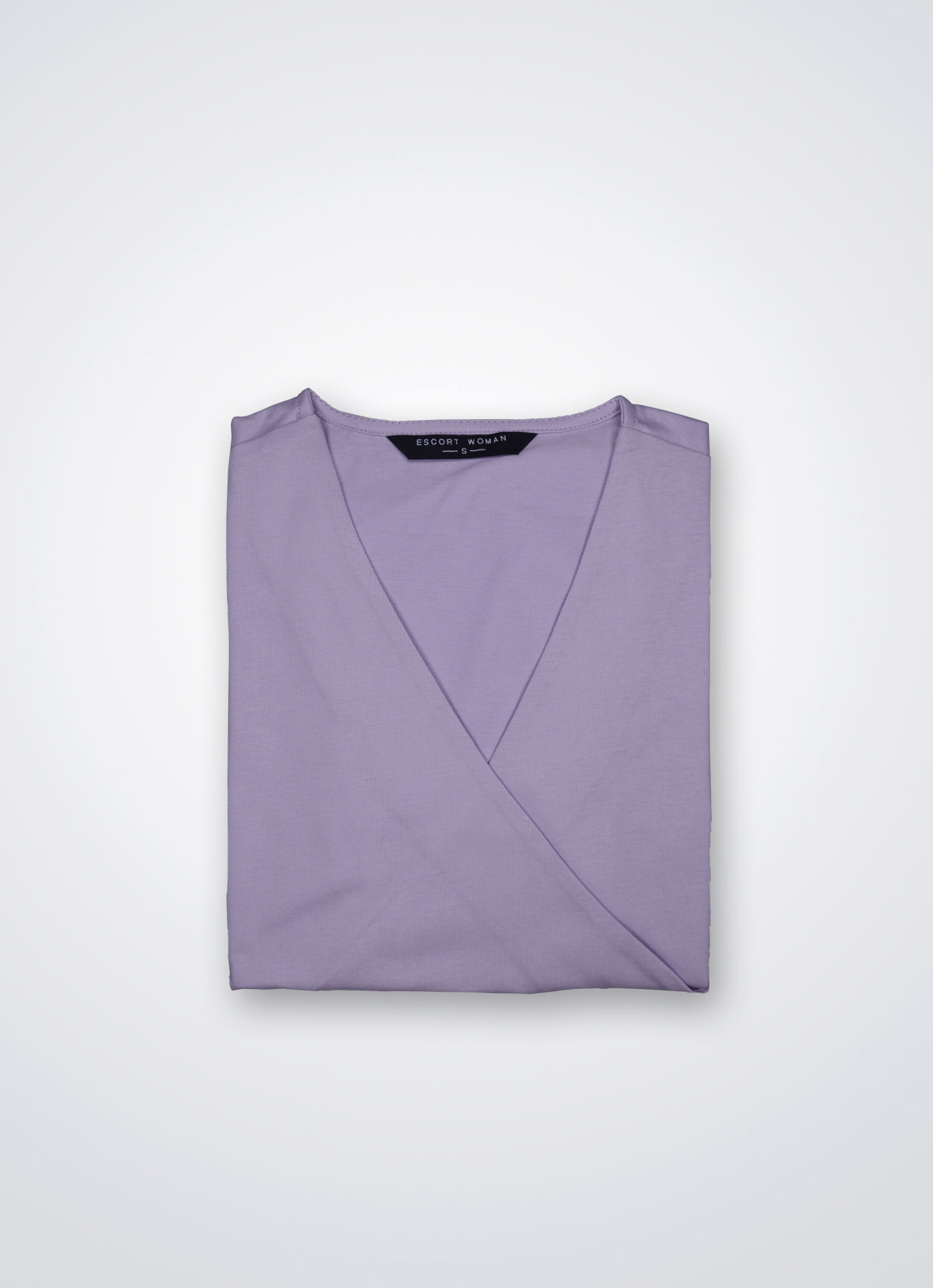 Lavender-Fog by Short Sleeve Wrap Top