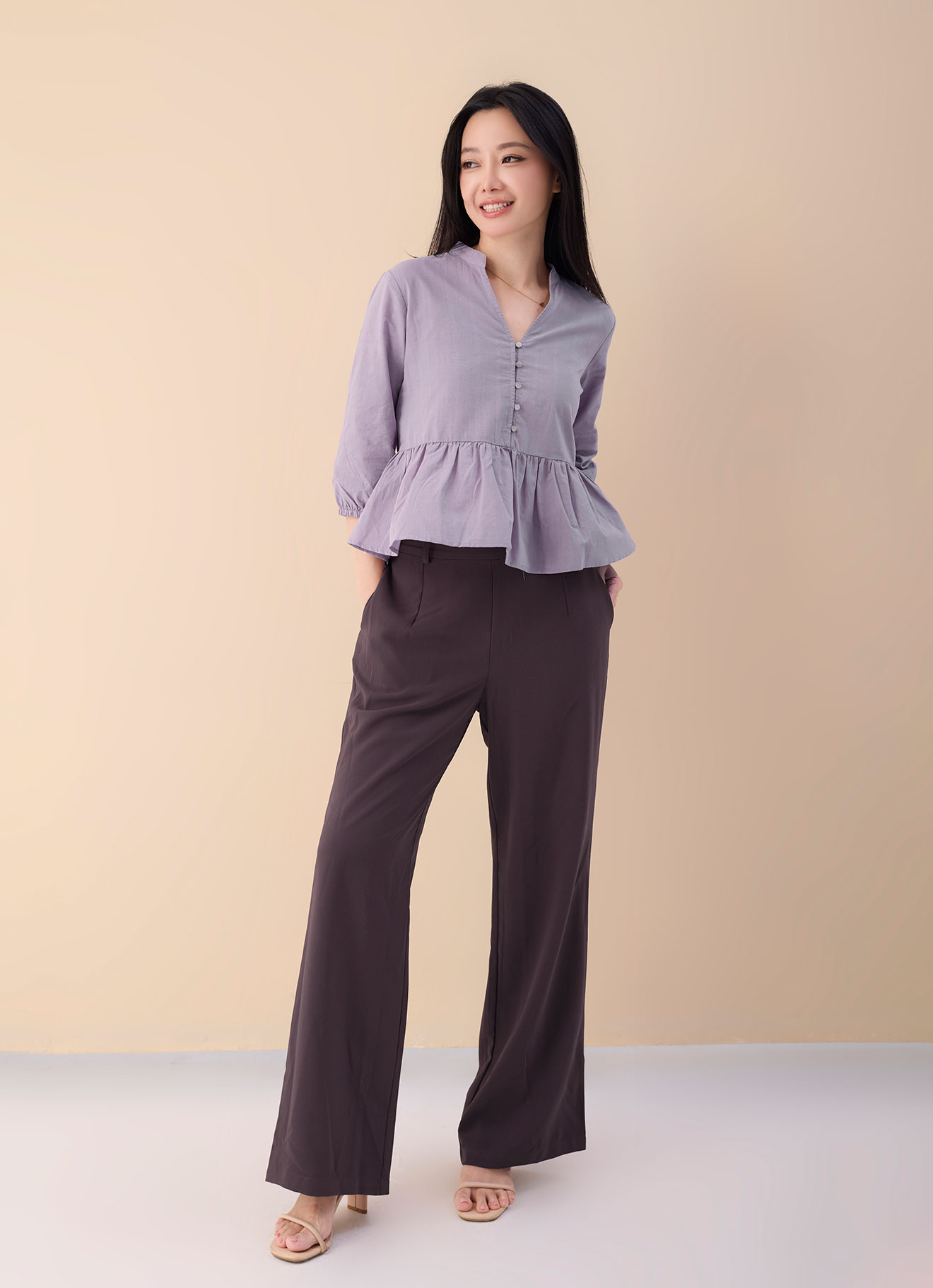 Lavender-Gray by Sleeve Blouse