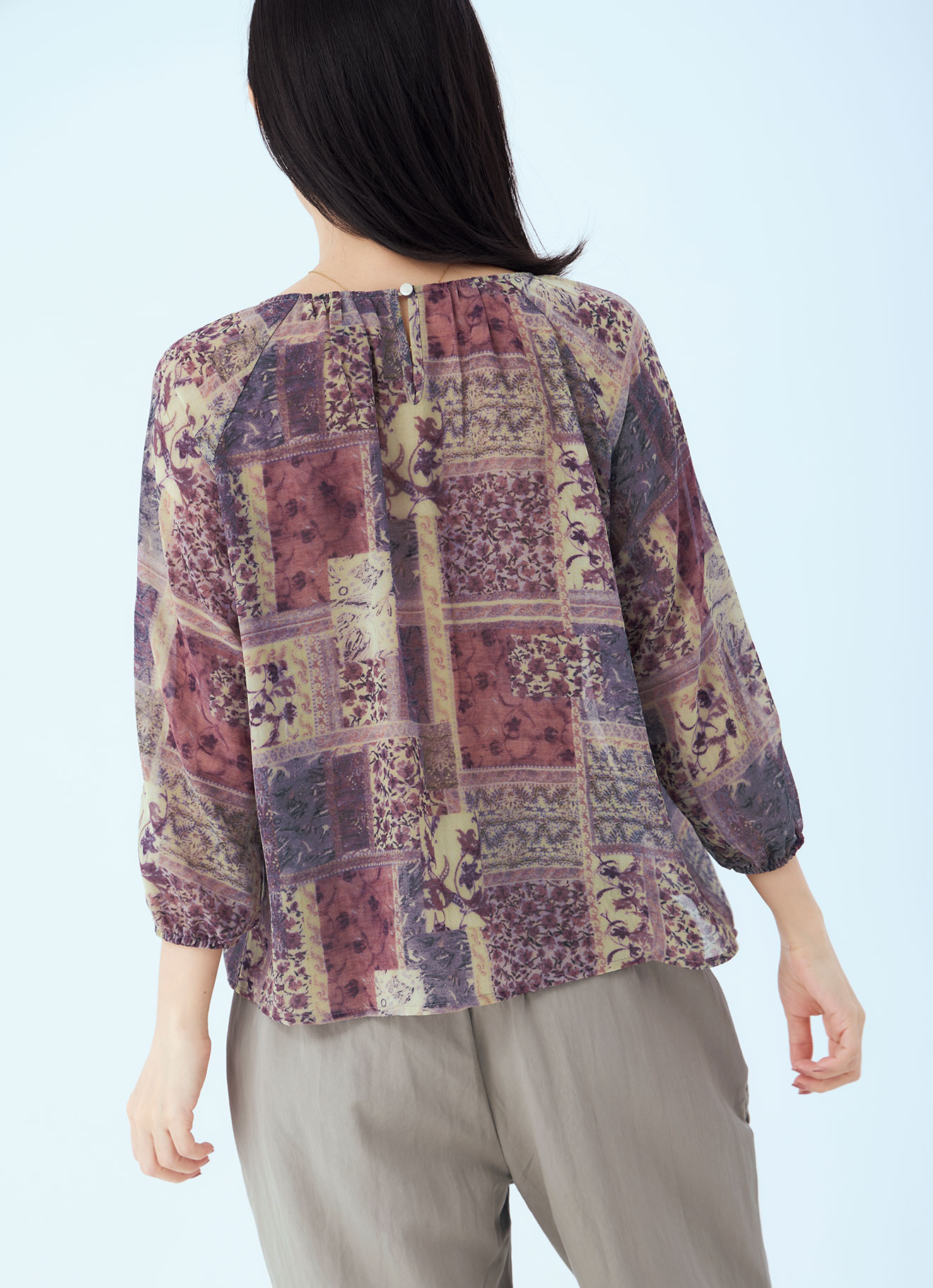 Lavender-Gray by Printed Blouse