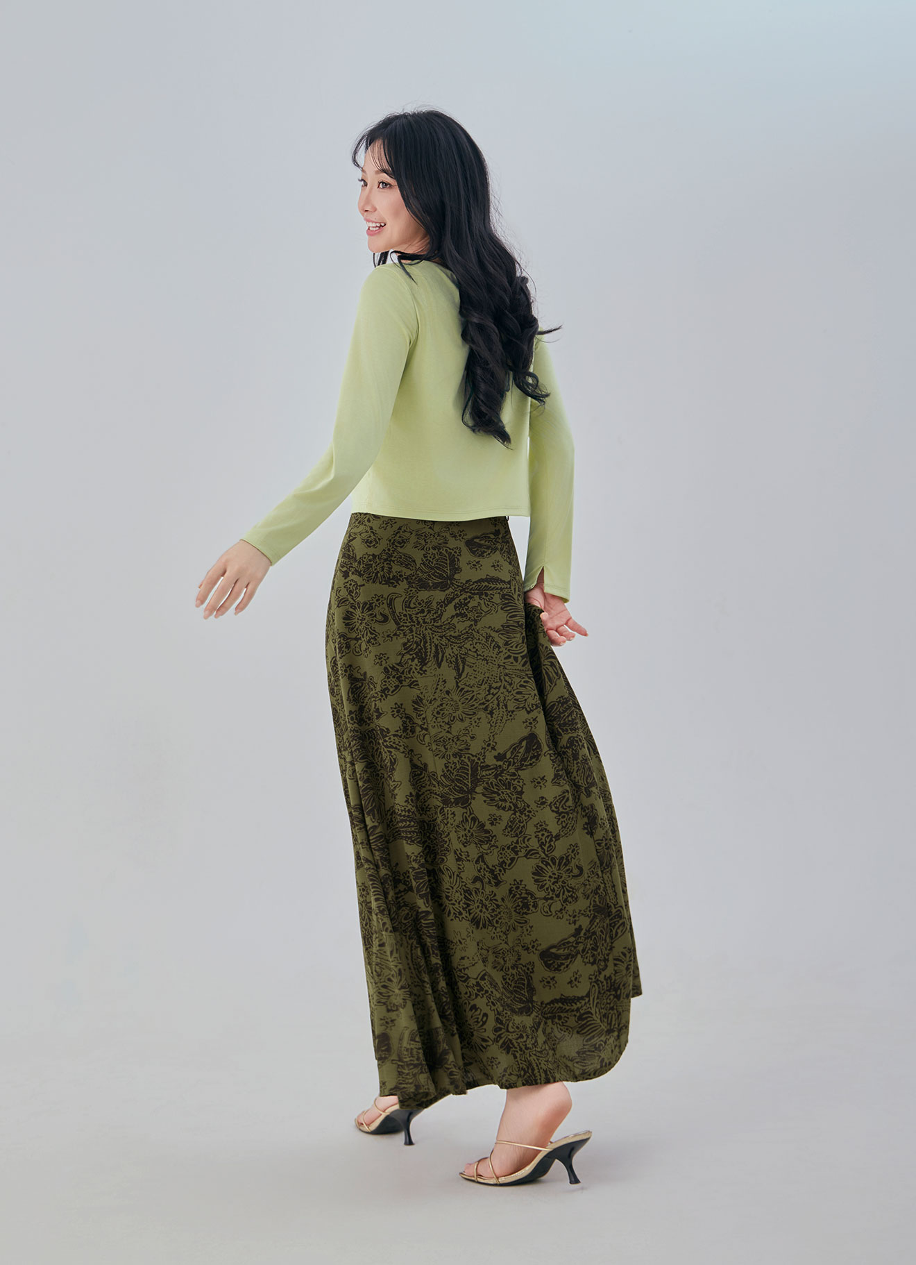 Lizard by Printed A-Line Midi Skirt