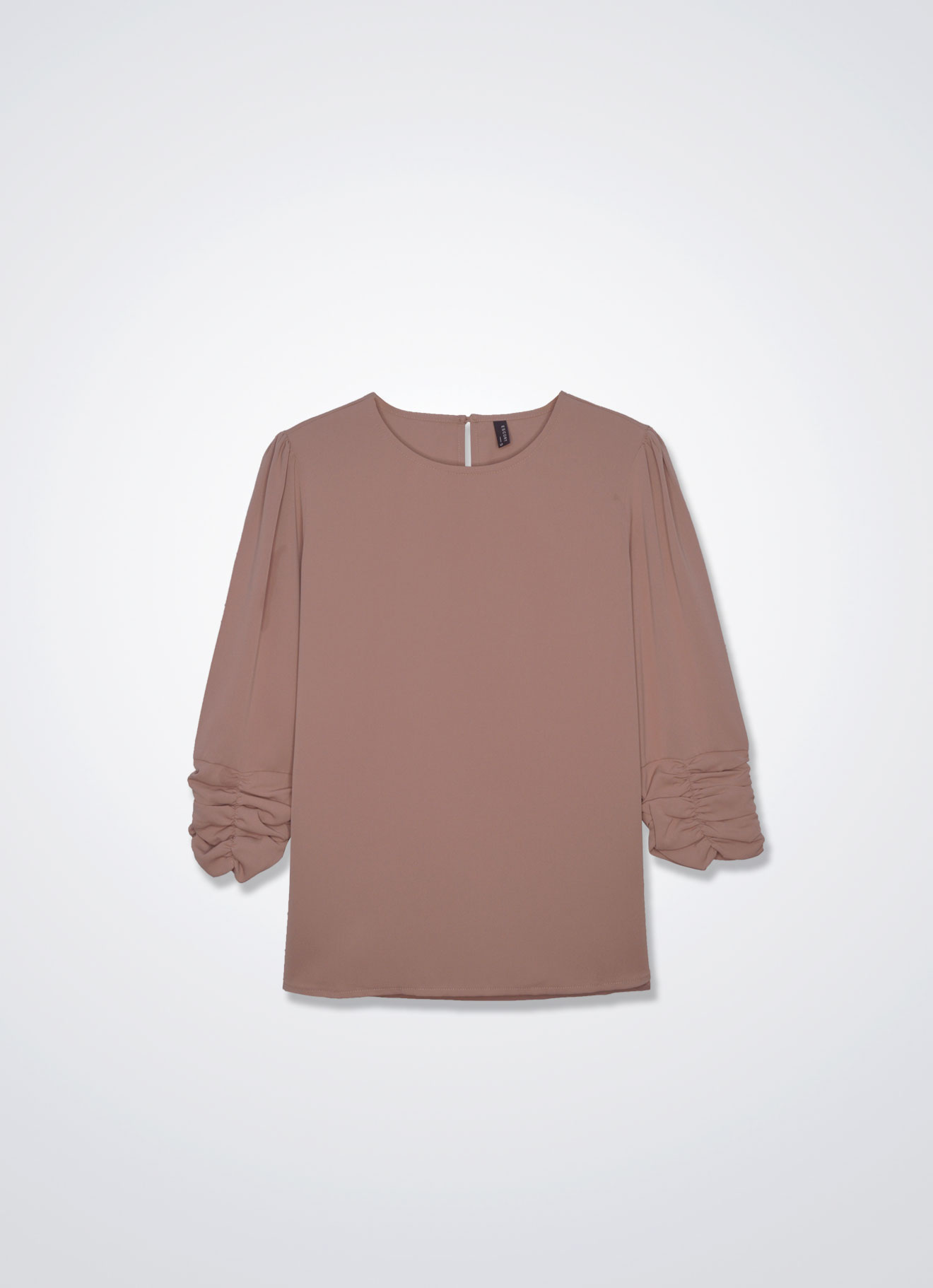 Mahogany-Rose by Round-Neck Blouse