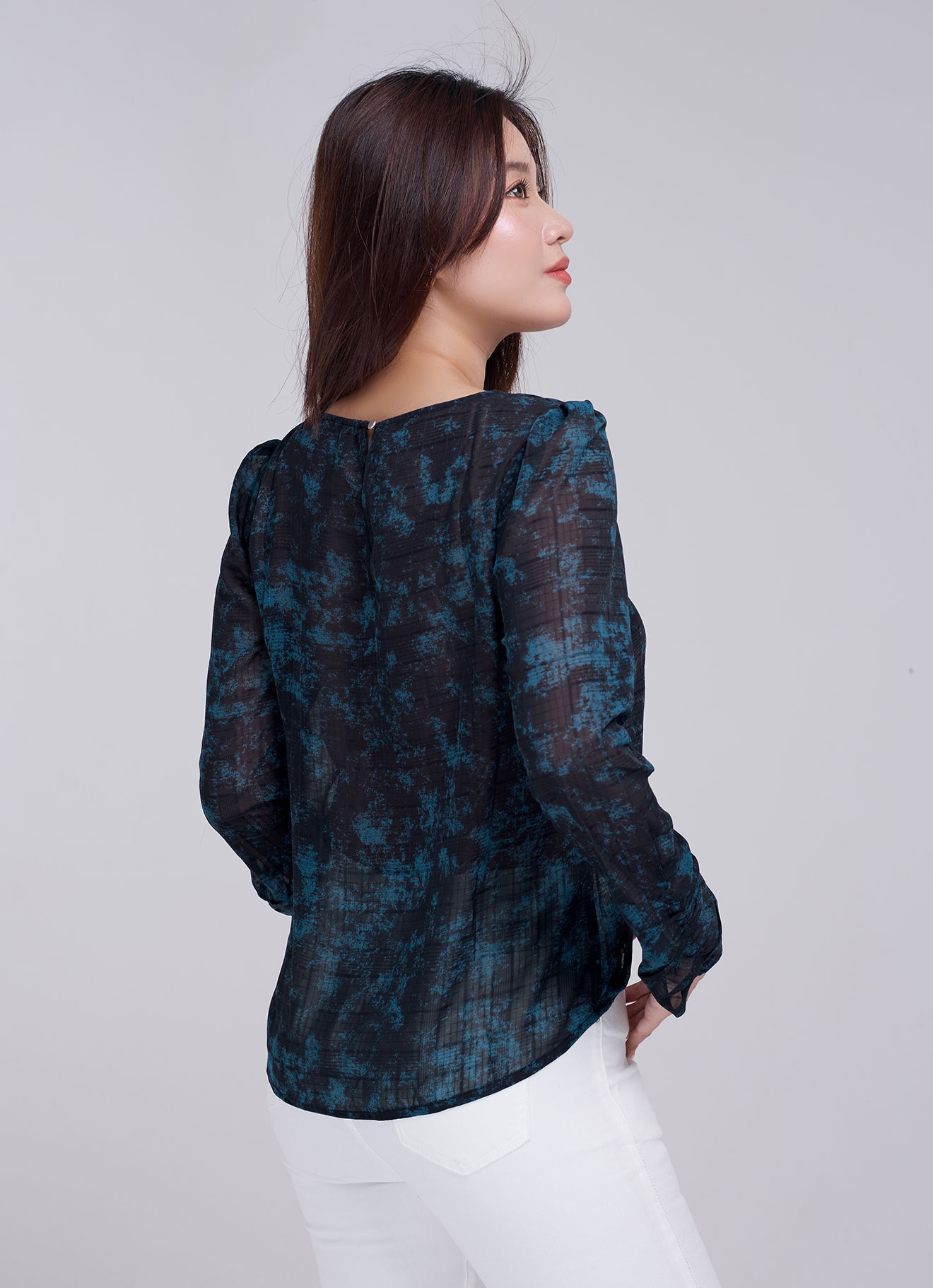 Mallard-Blue by Long Sleeve Blouse