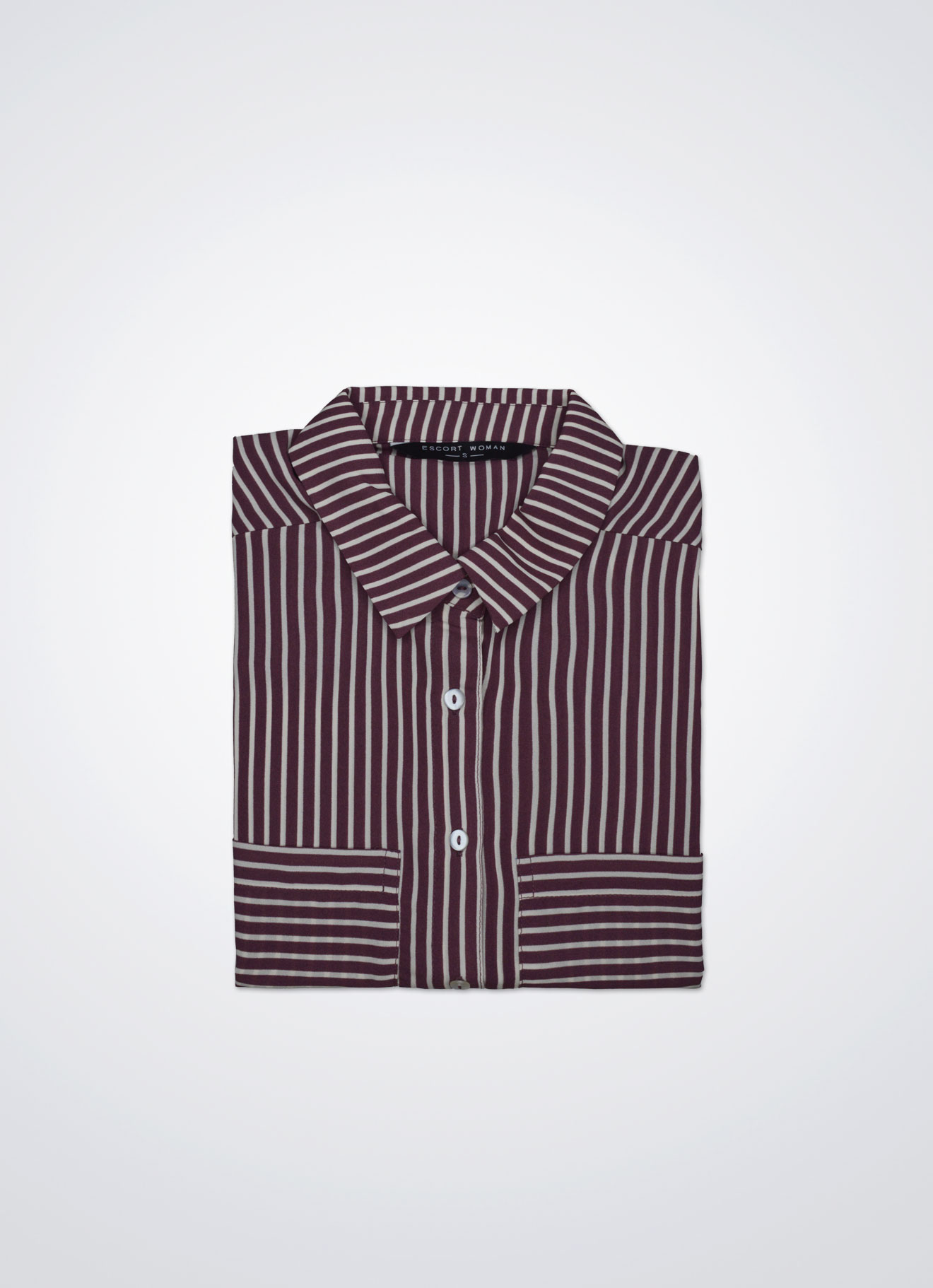 Maroon by Sleeveless Striped Shirt