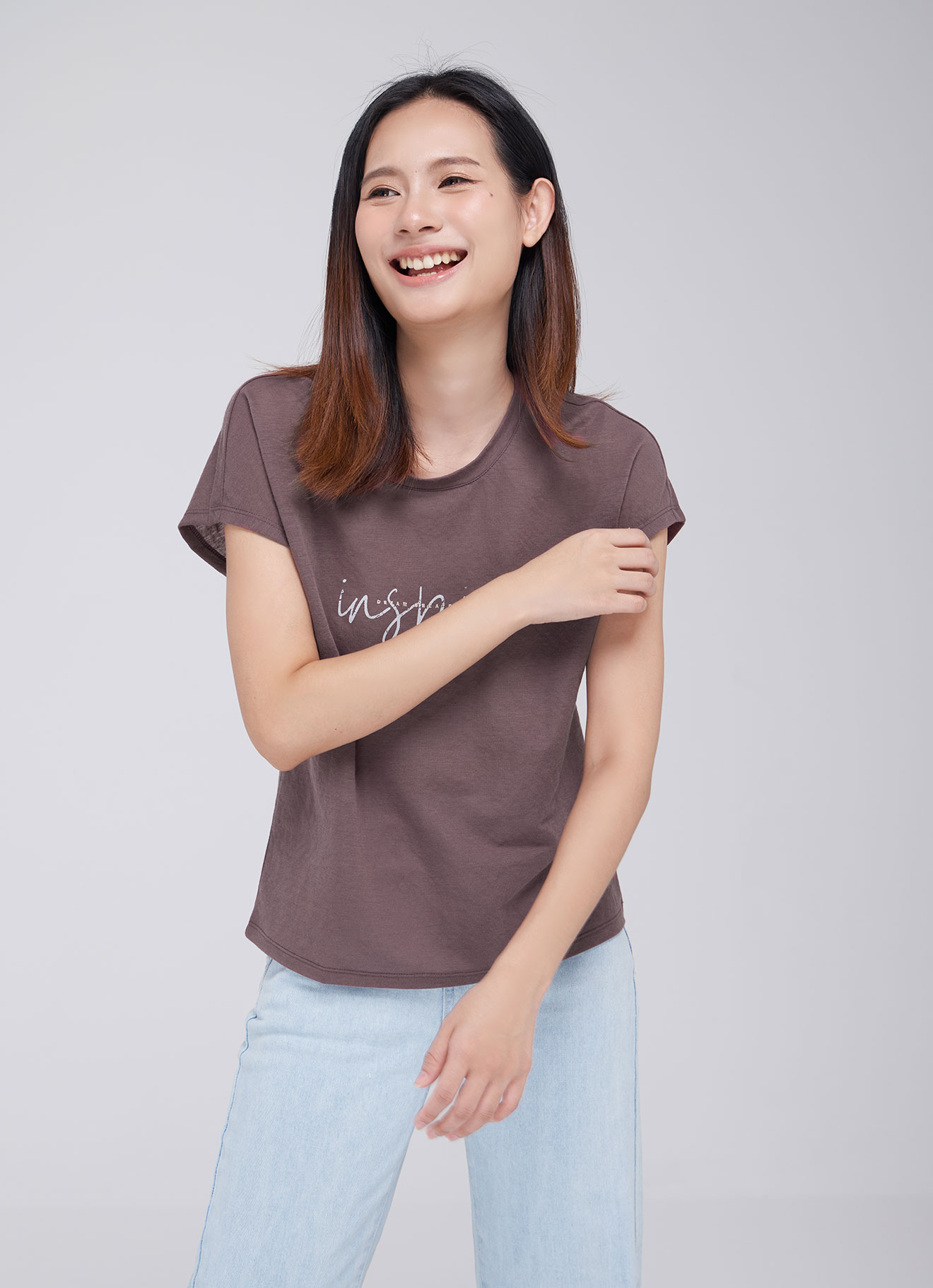 Marron by Printed Top