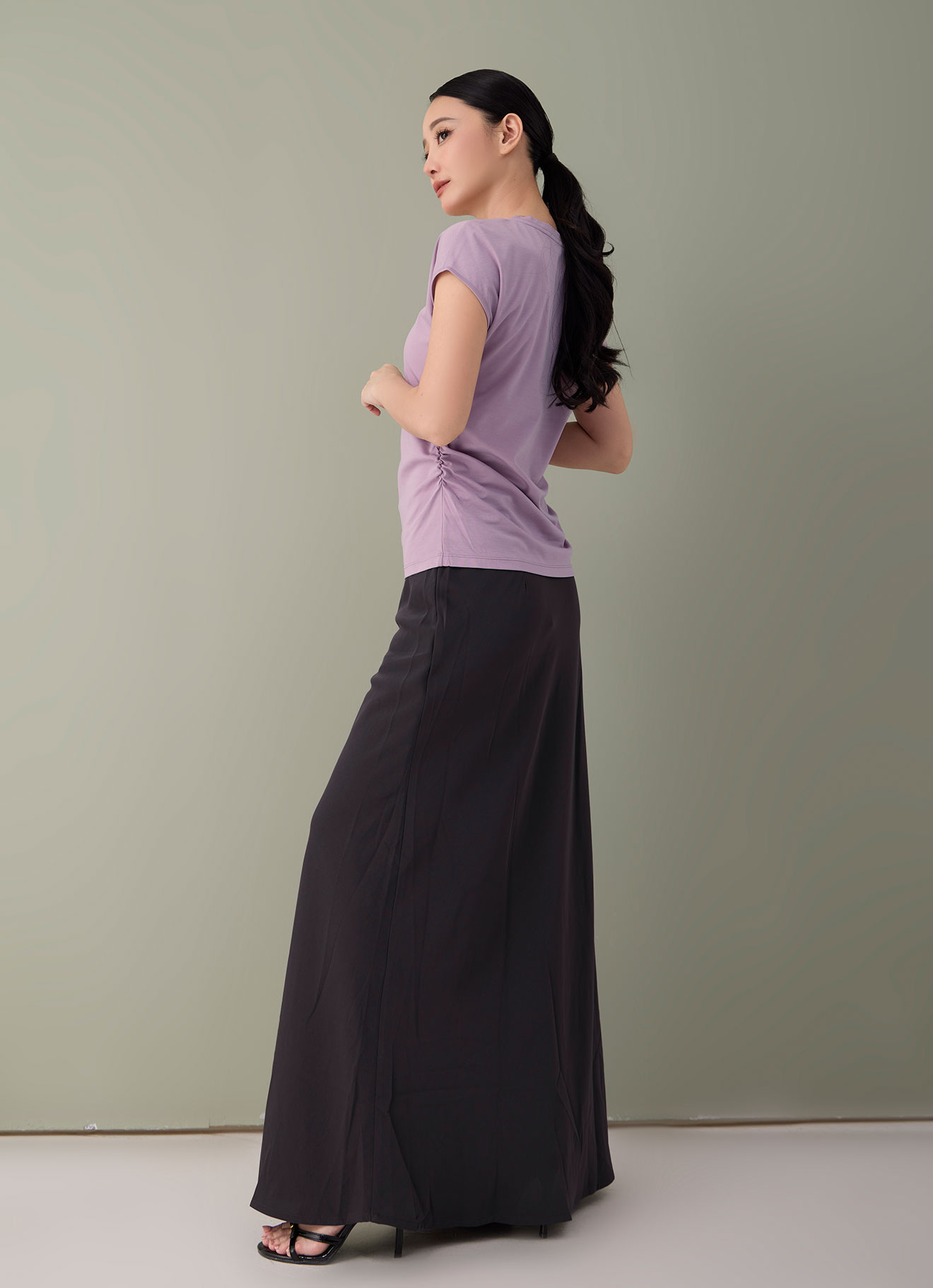 Mauve-Shadows by V-Neck Top