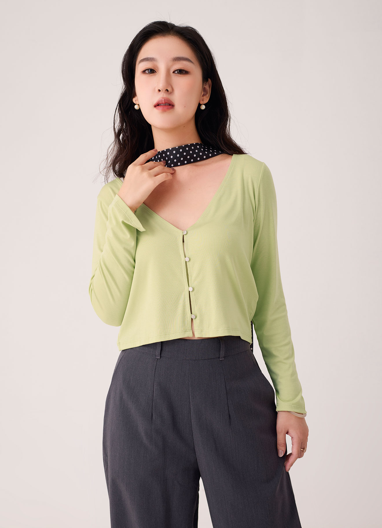 Mellow-Green by V-Neck Top