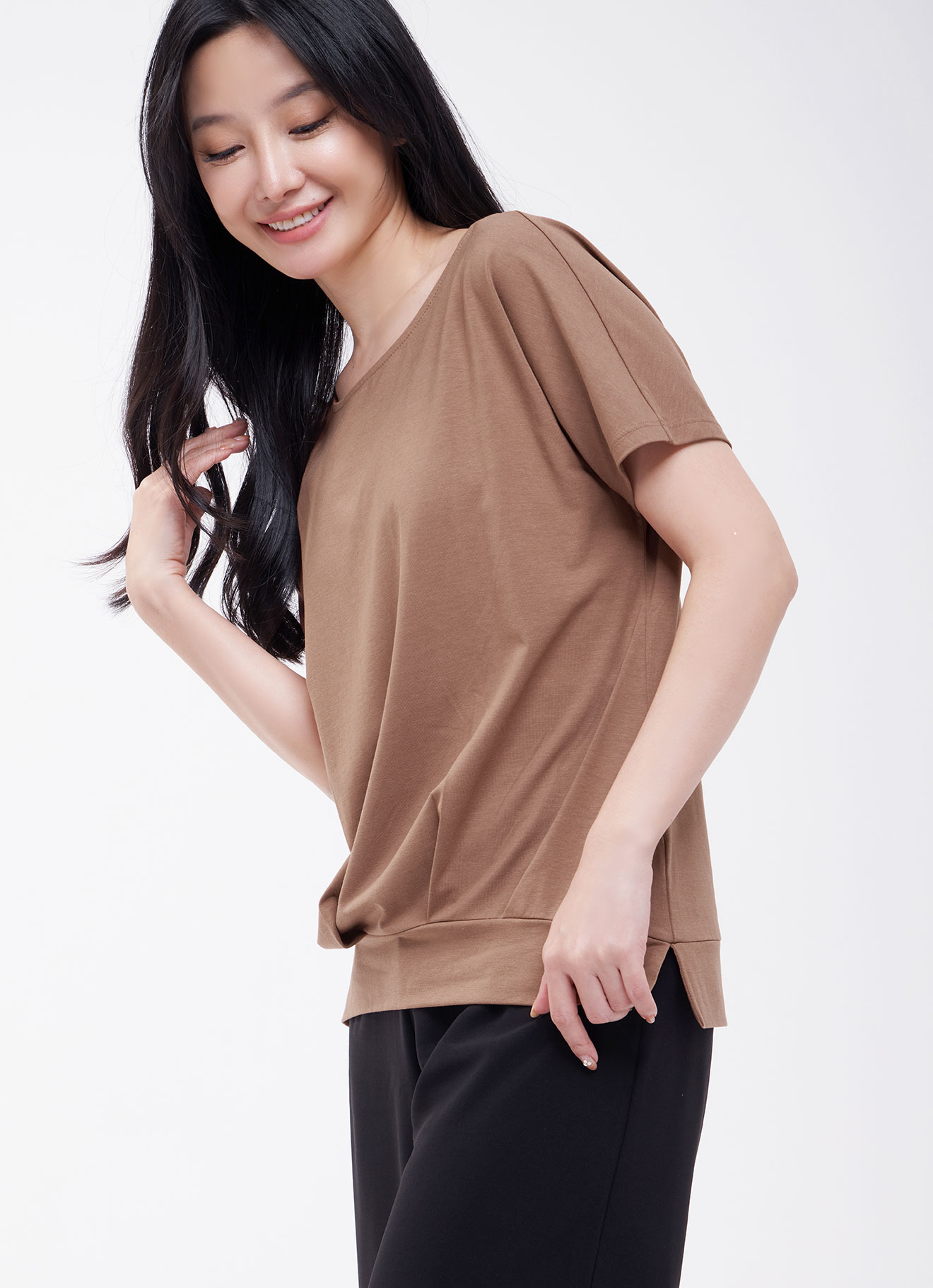 Mocha-Bisque by Sleeve Blouse