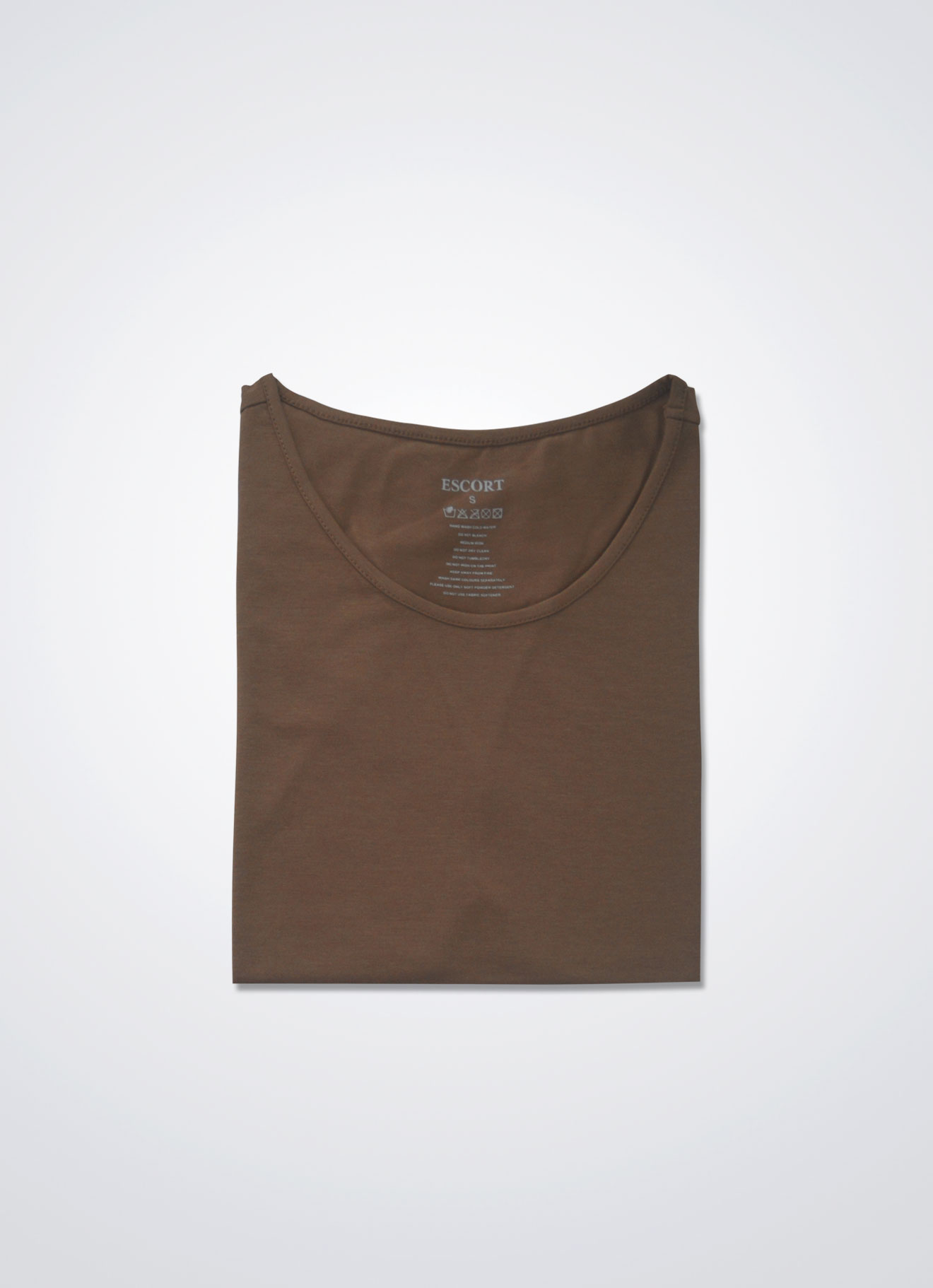 Mocha-Bisque by Round-Neck Blouse