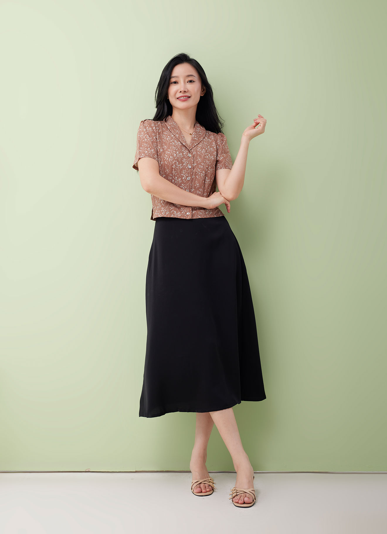 Moonless-Night  by Midi Skirt