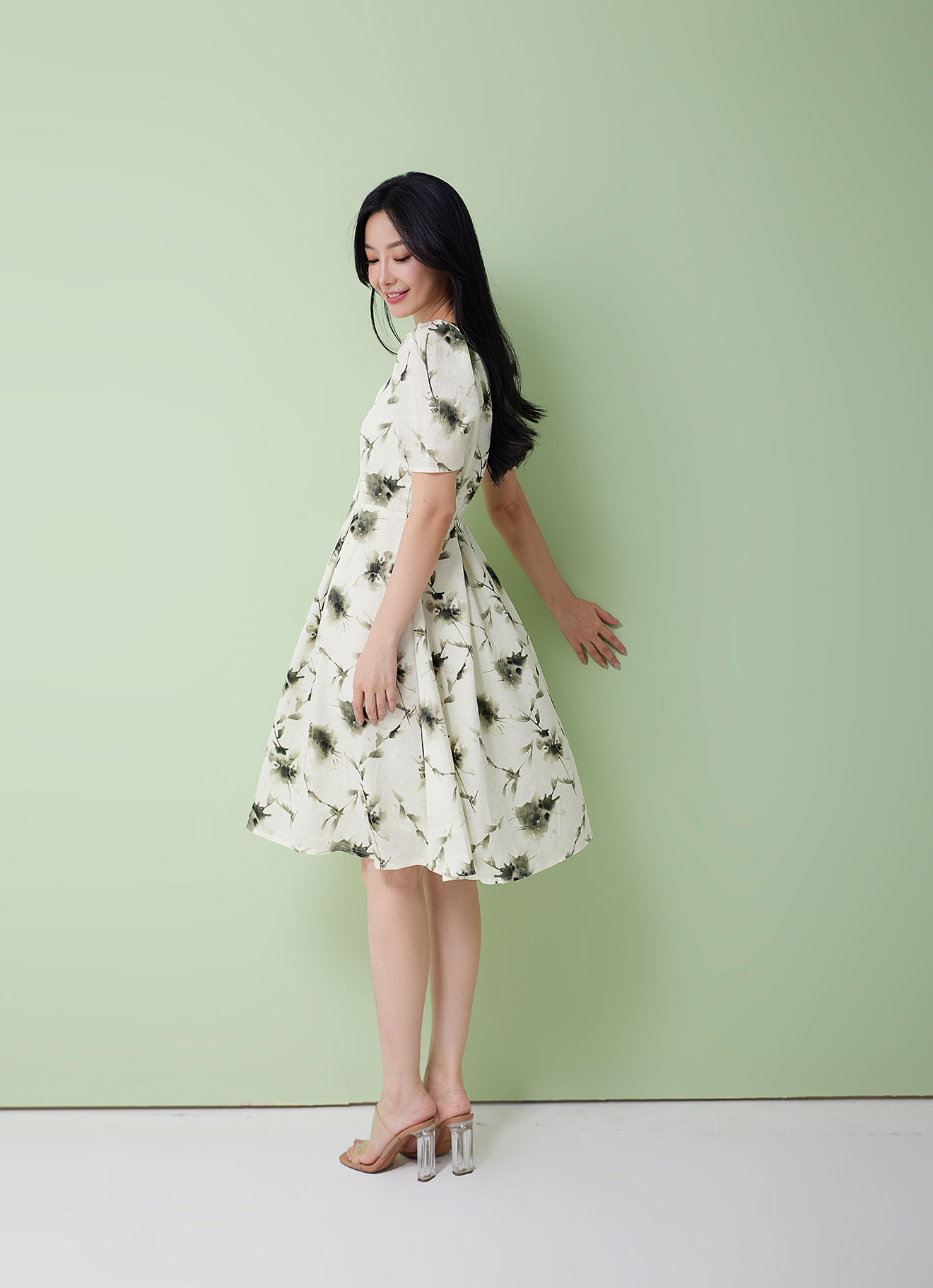 Moss-Gray by Printed Dress
