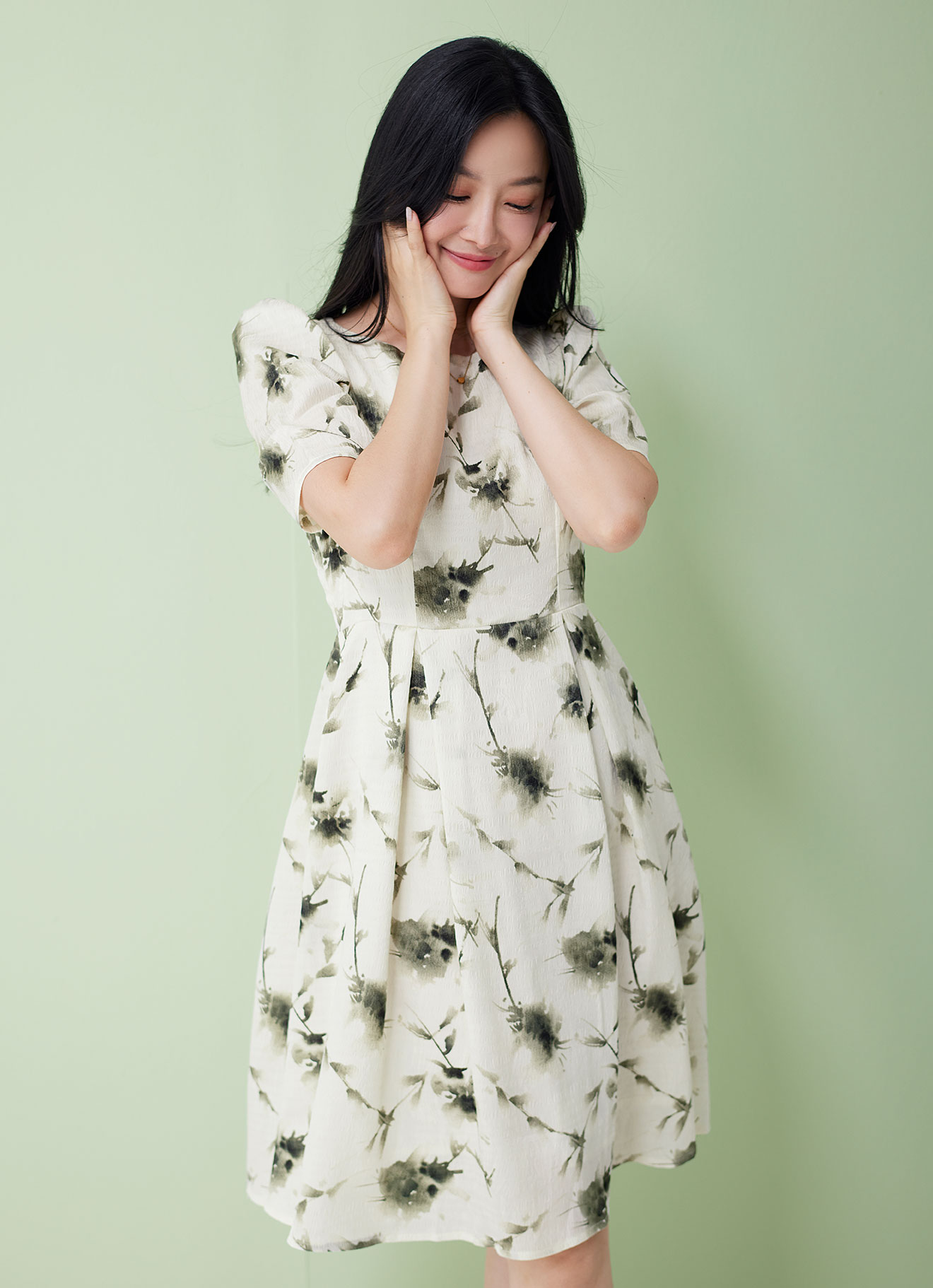 Moss-Gray by Printed Dress