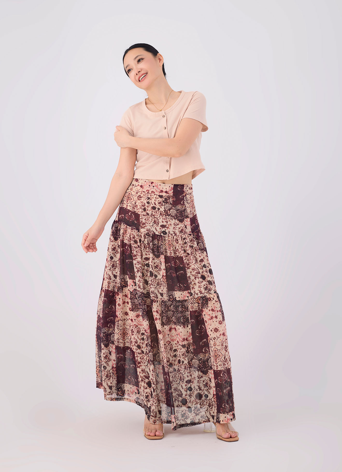 Novelle-Peach by Maxi Skirt