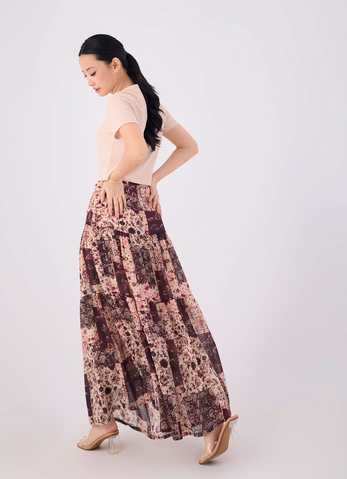 Novelle-Peach by Maxi Skirt