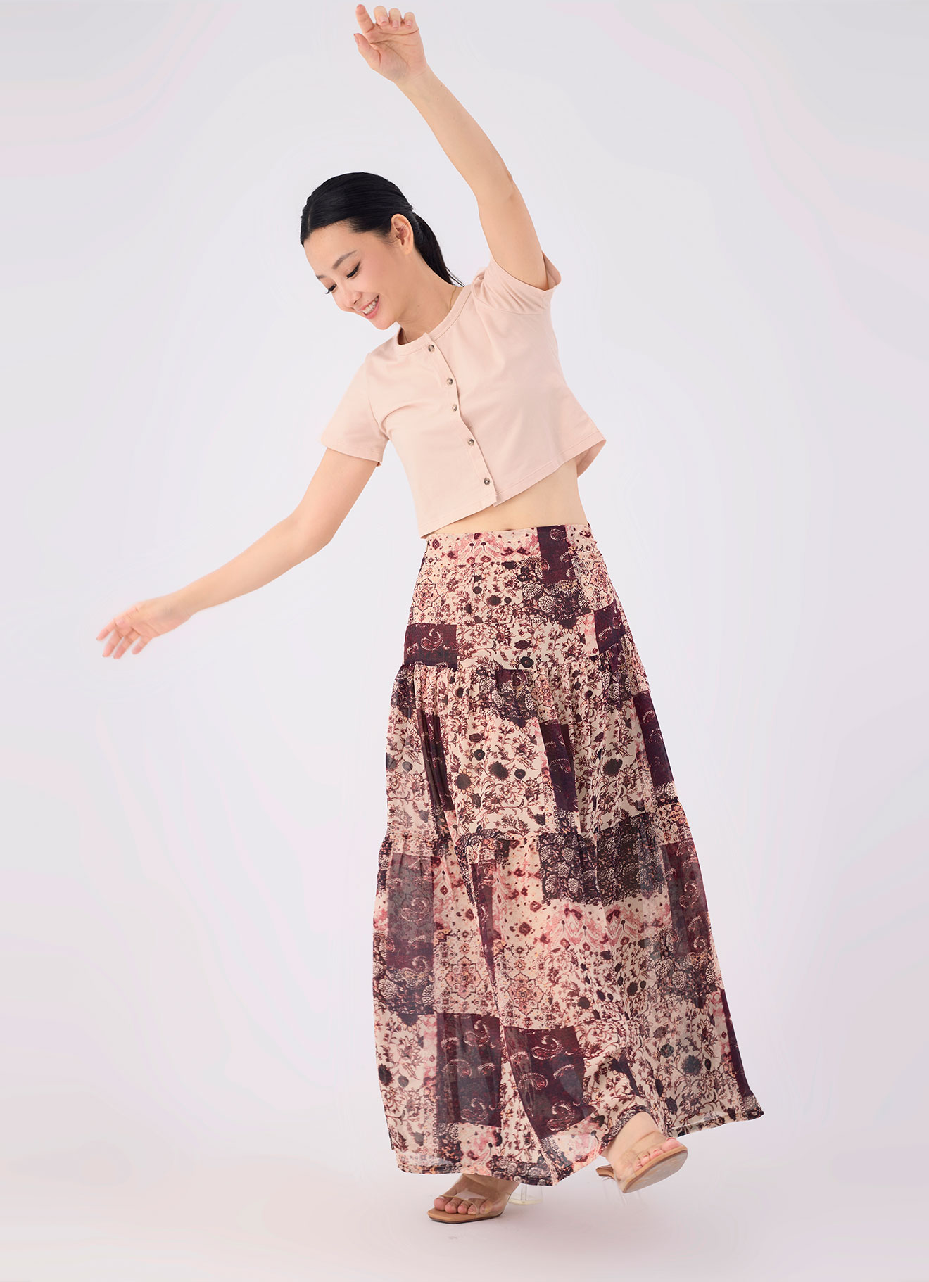 Novelle-Peach by Maxi Skirt
